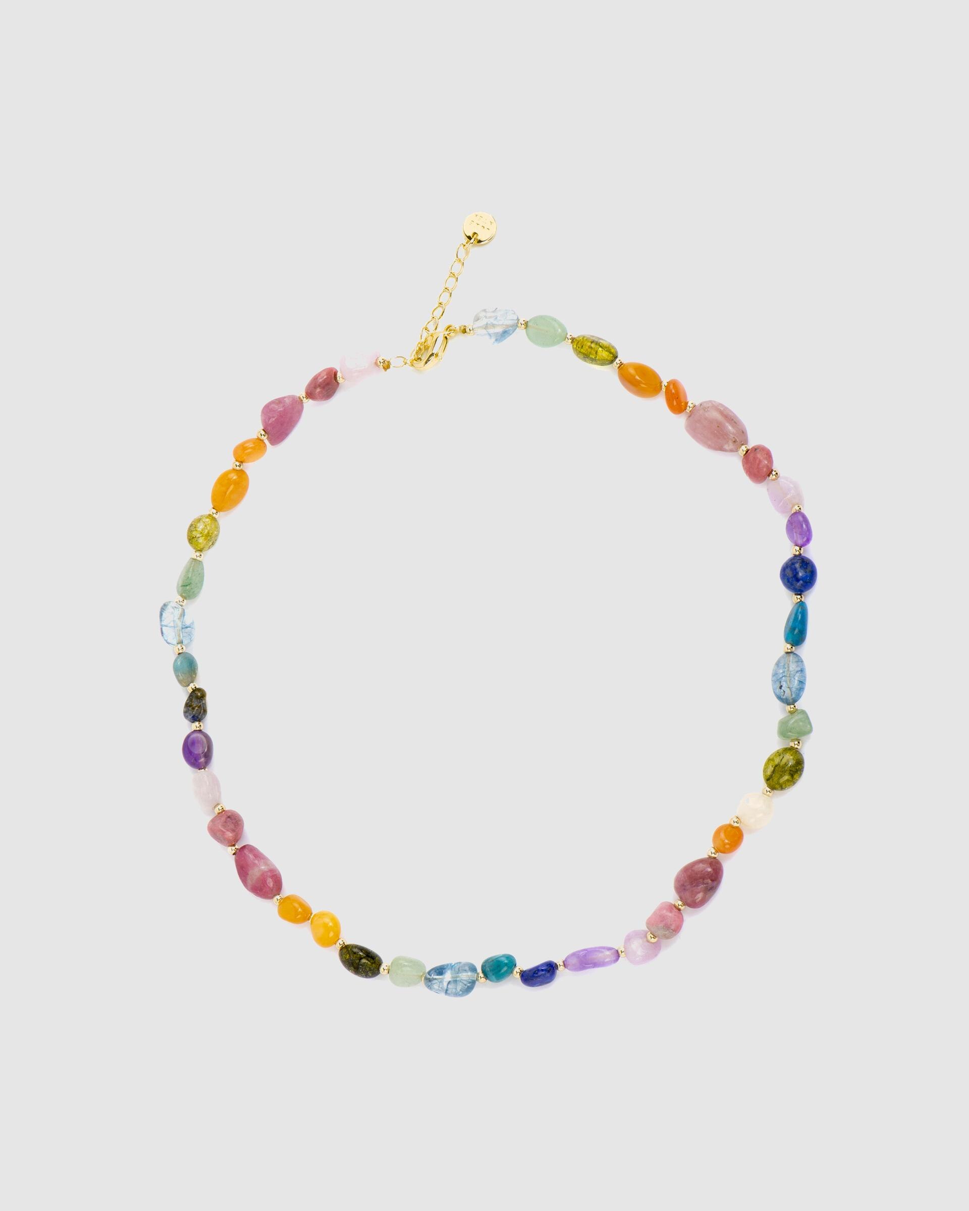 Colar Boho com Acabamento em Ouro de 18 Quilates com Pedra Natural Multicolor Multicolor-4