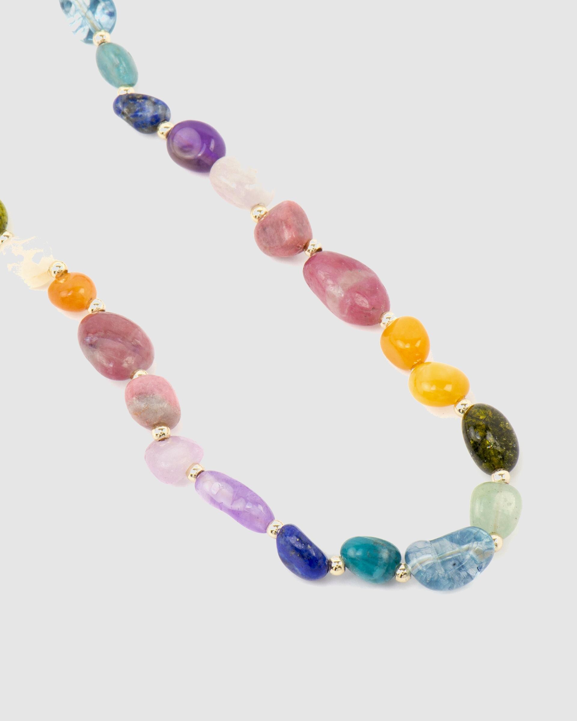 Colar Boho com Acabamento em Ouro de 18 Quilates com Pedra Natural Multicolor Multicolor-6