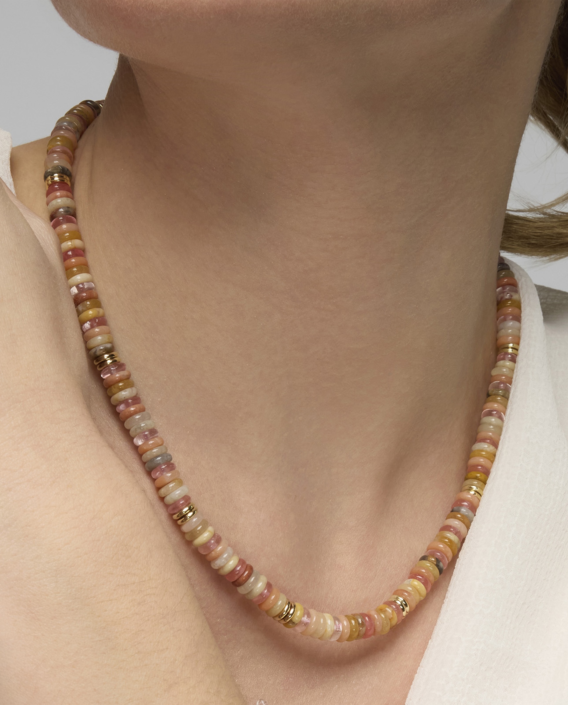 Colar Boho com Acabamento em Ouro de 18 Quilates com Pedra Natural Multicolor Ouro-5