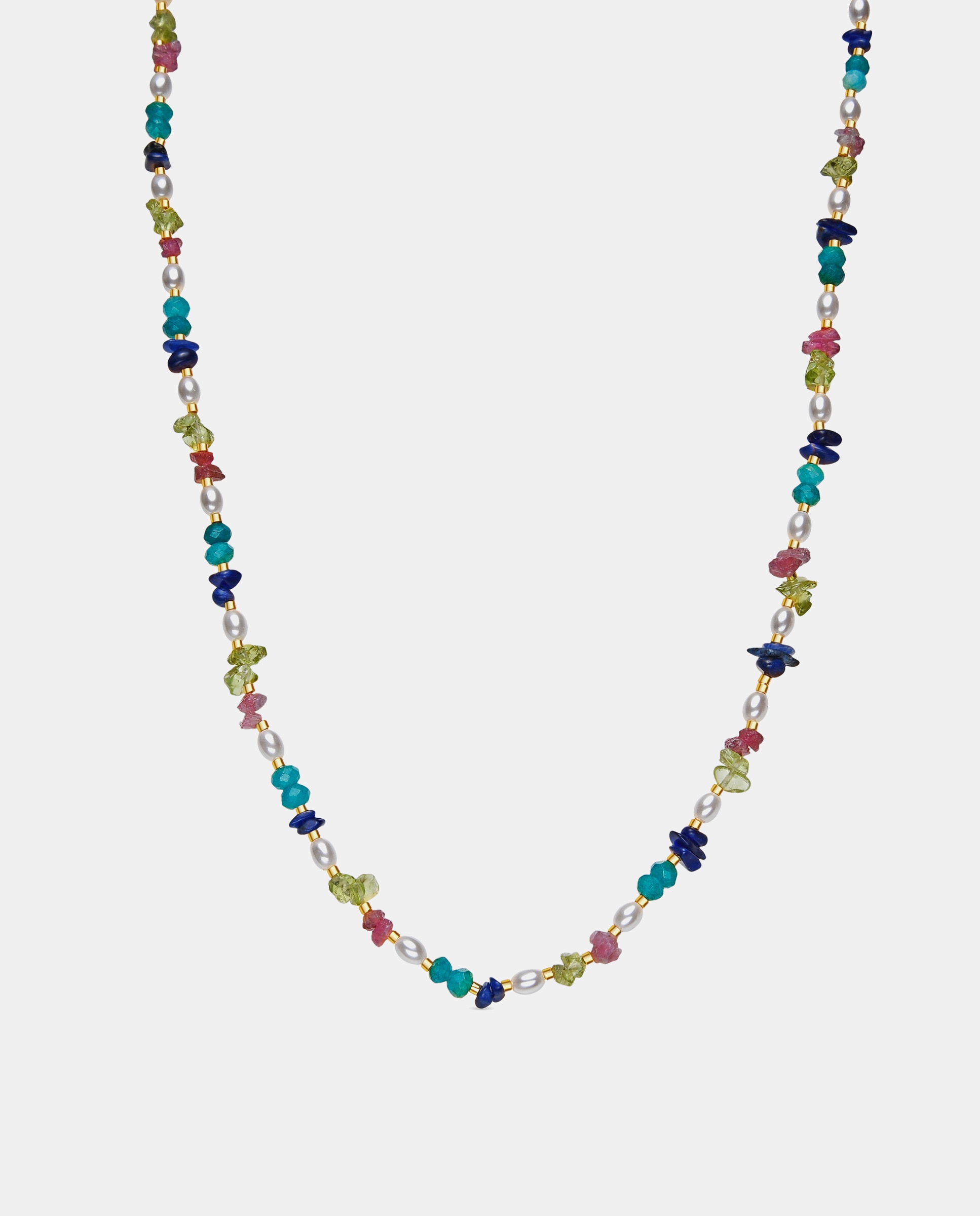 Colar Boho com Acabamento em Ouro de 18 Quilates com Pedra Natural Multicolor Ouro-1