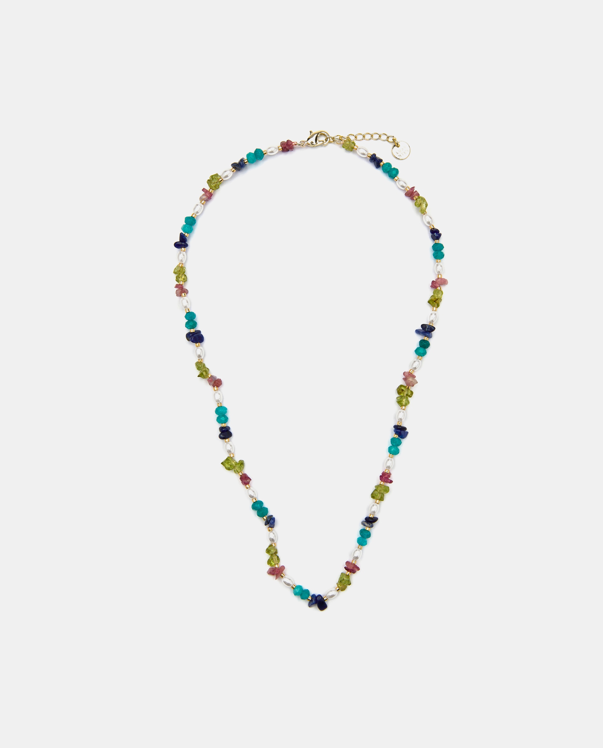 Colar Boho com Acabamento em Ouro de 18 Quilates com Pedra Natural Multicolor Ouro-2