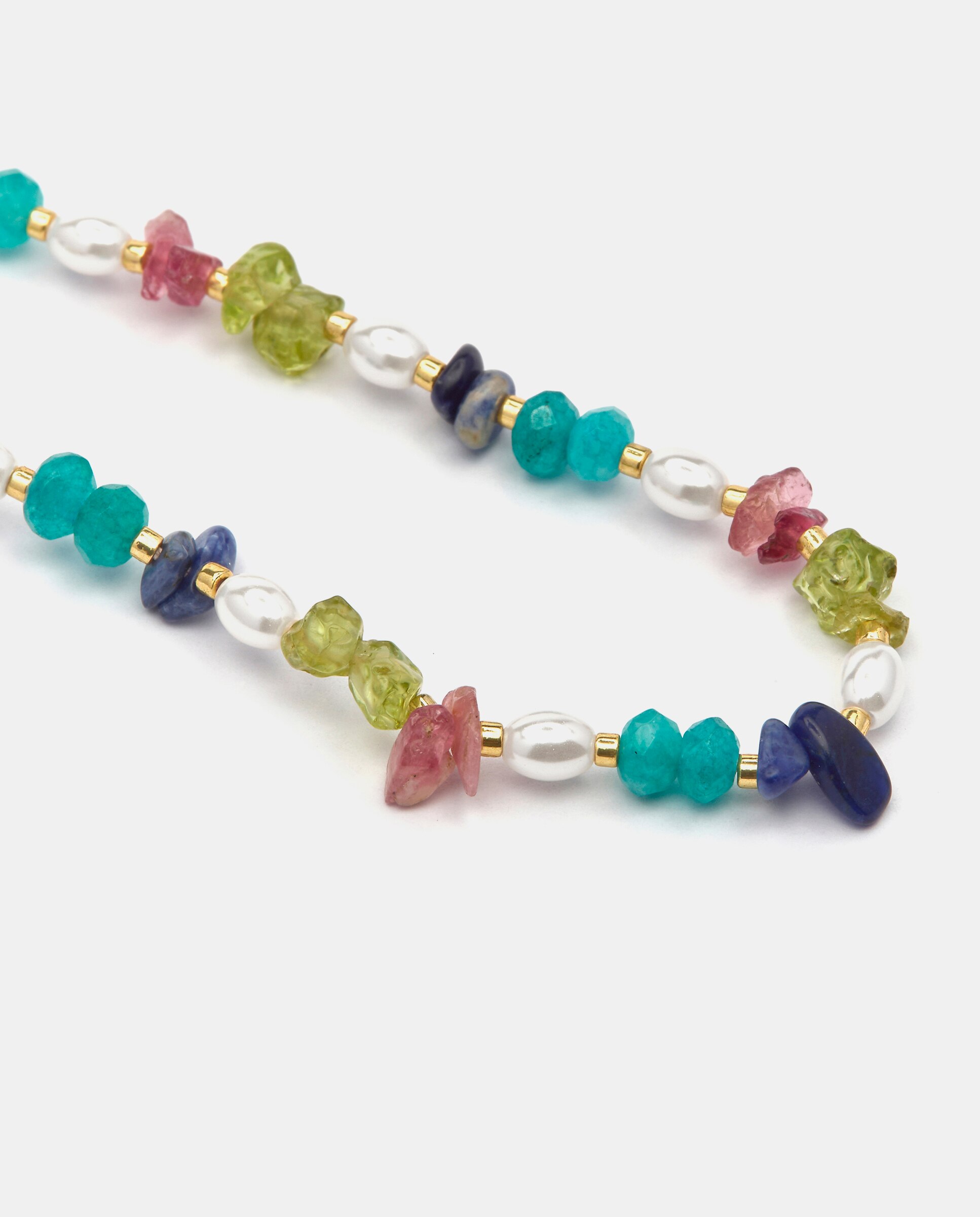 Colar Boho com Acabamento em Ouro de 18 Quilates com Pedra Natural Multicolor Ouro-3