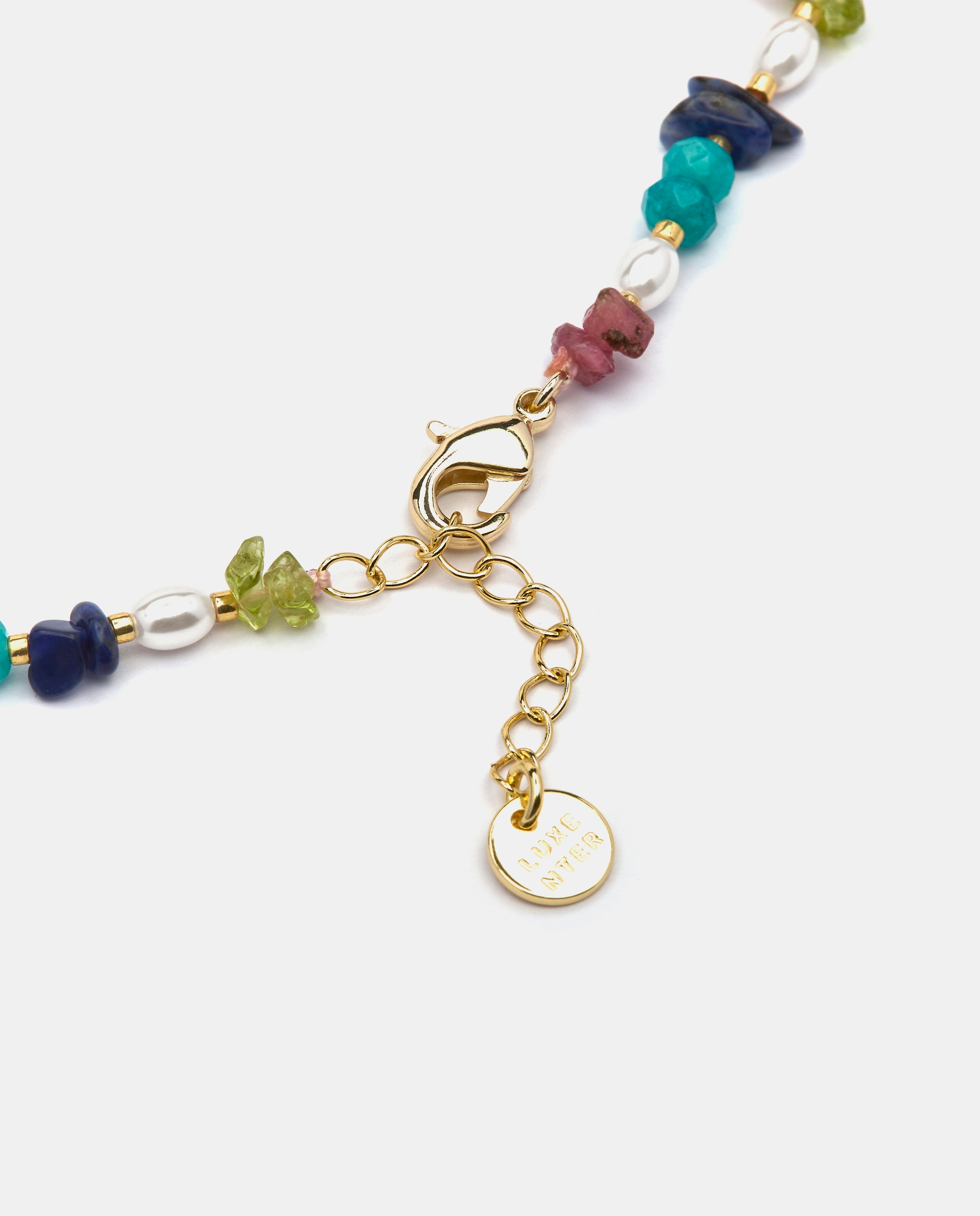 Colar Boho com Acabamento em Ouro de 18 Quilates com Pedra Natural Multicolor Ouro-4