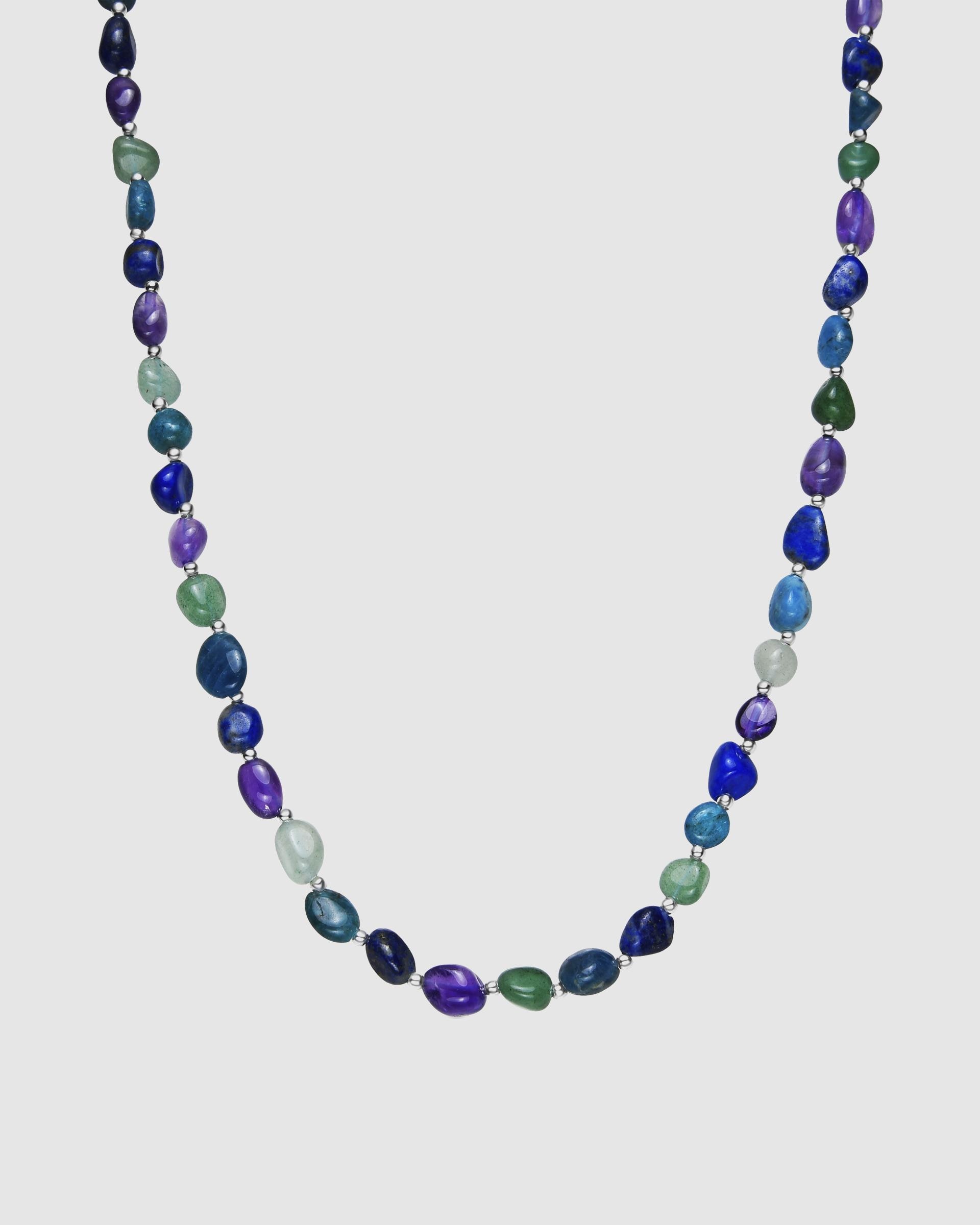 Colar Boho com Acabamento em Ródio e Ametista Natural Roxo / Verde claro-1
