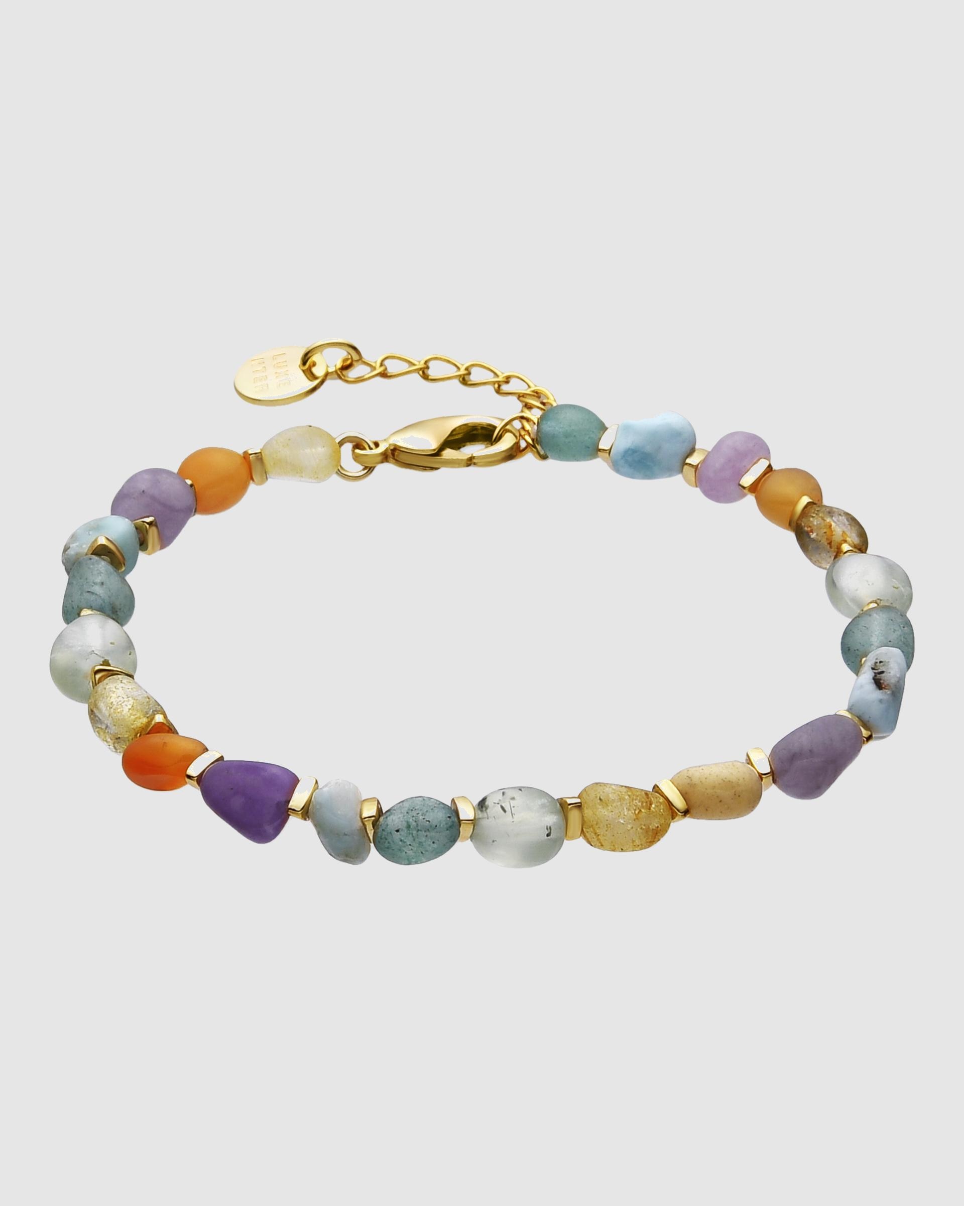 Pulseira de Corrente Boho Acabada em Ouro de 18 Quilates com Multicolor Pedra Natural Ouro-1