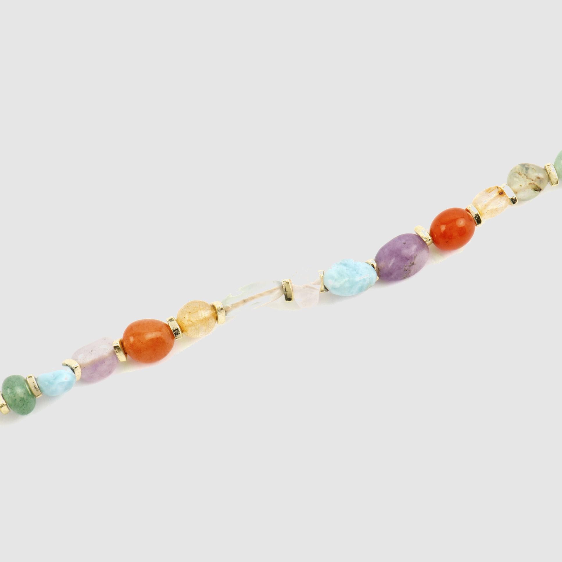 Pulseira de Corrente Boho Acabada em Ouro de 18 Quilates com Multicolor Pedra Natural Ouro-5