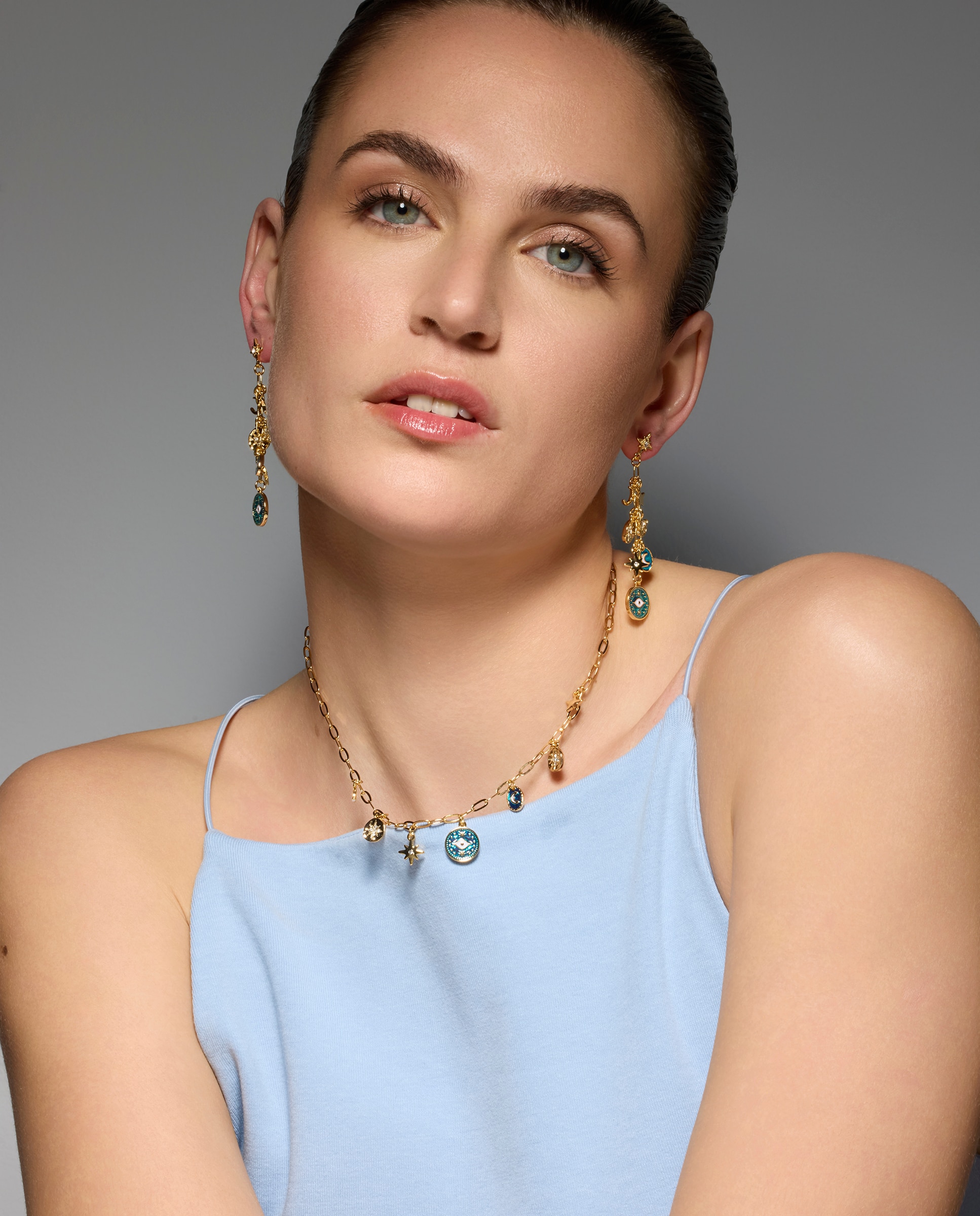 Colar Boho com Acabamento em Ouro de 18 Quilates e Esmalte Azul Ouro-2