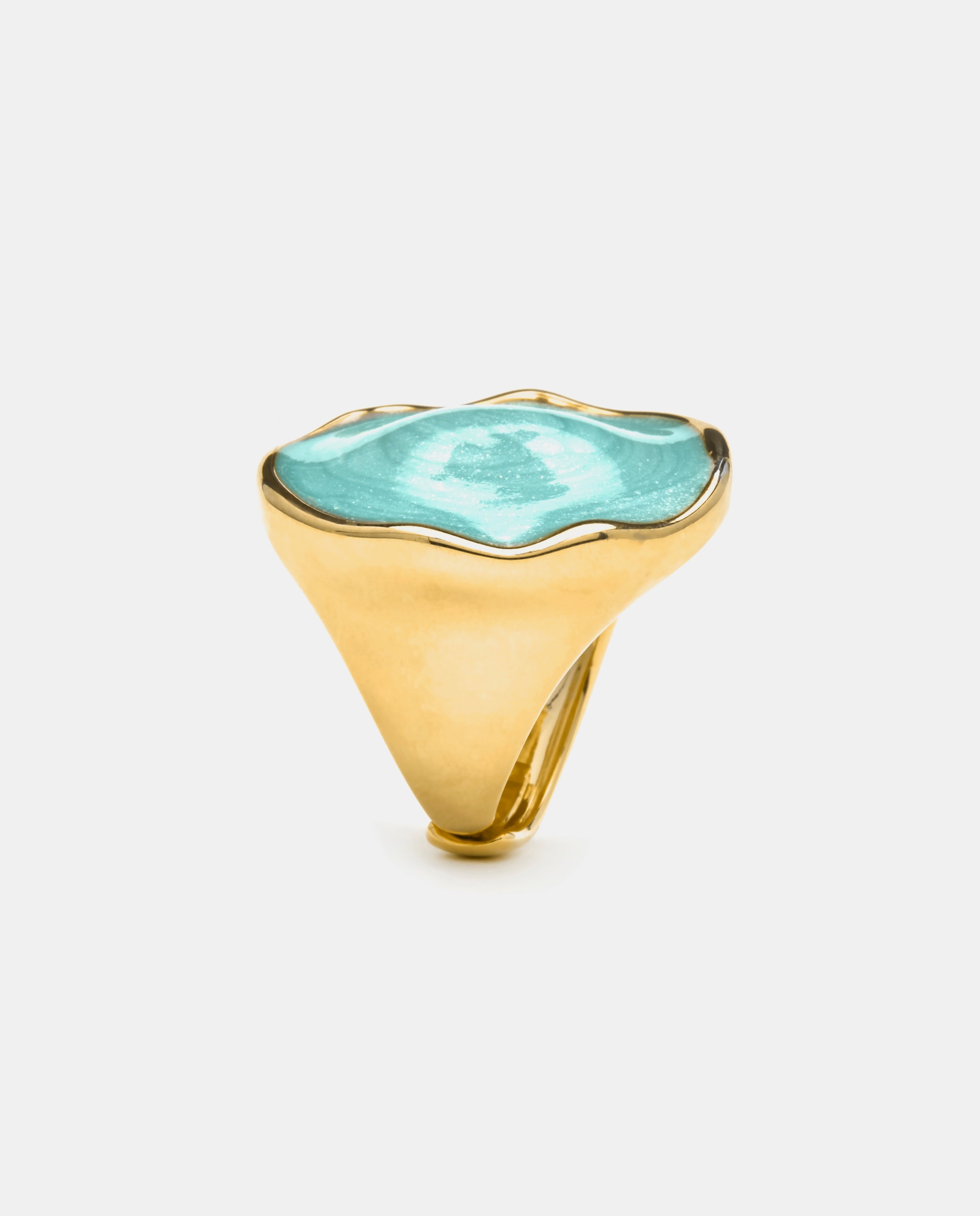 Anel África Acabado em Ouro de 18 Quilates com Lacado Azul Ouro-3