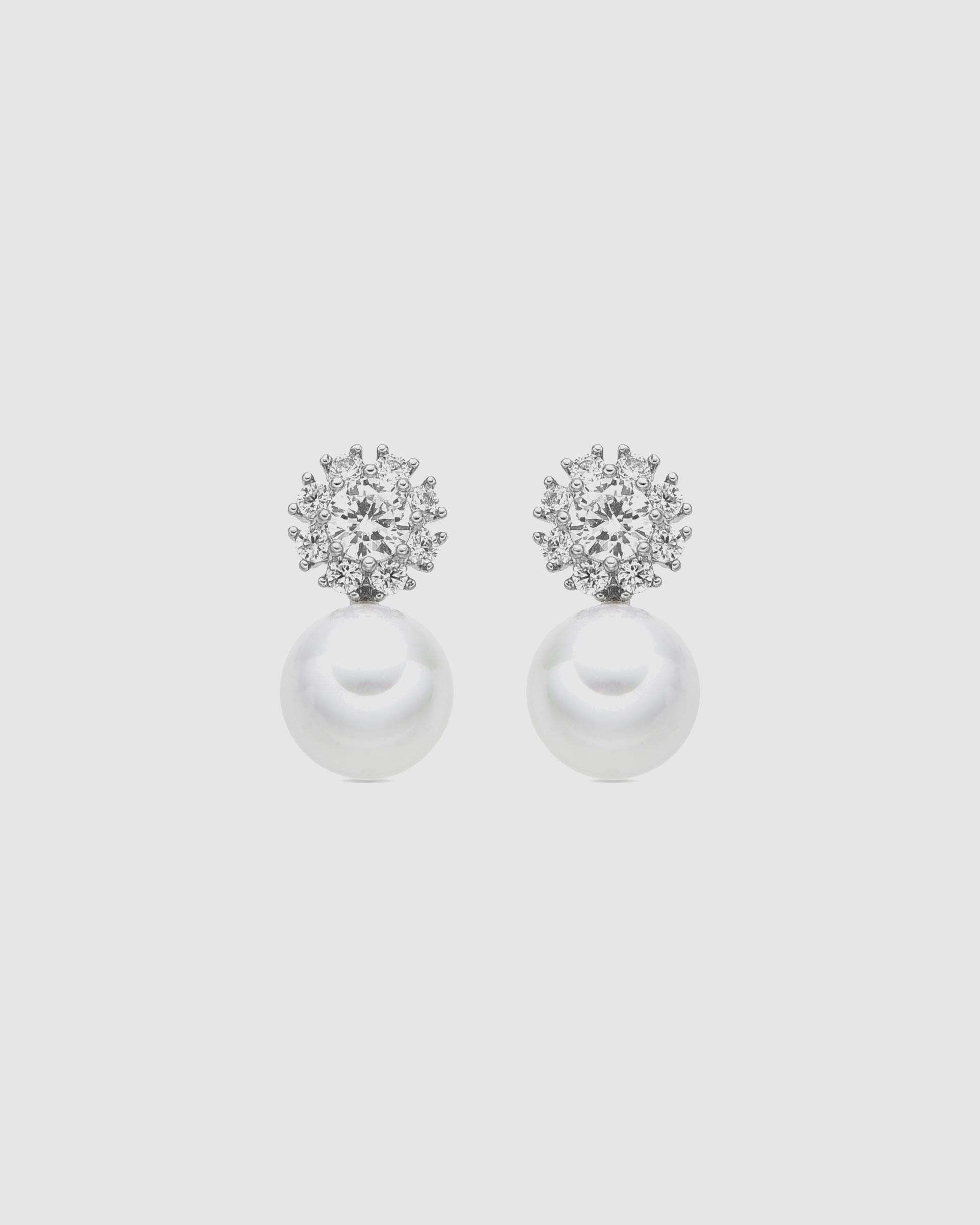 Brincos Basic com Acabamentos em Pérola Branco-1