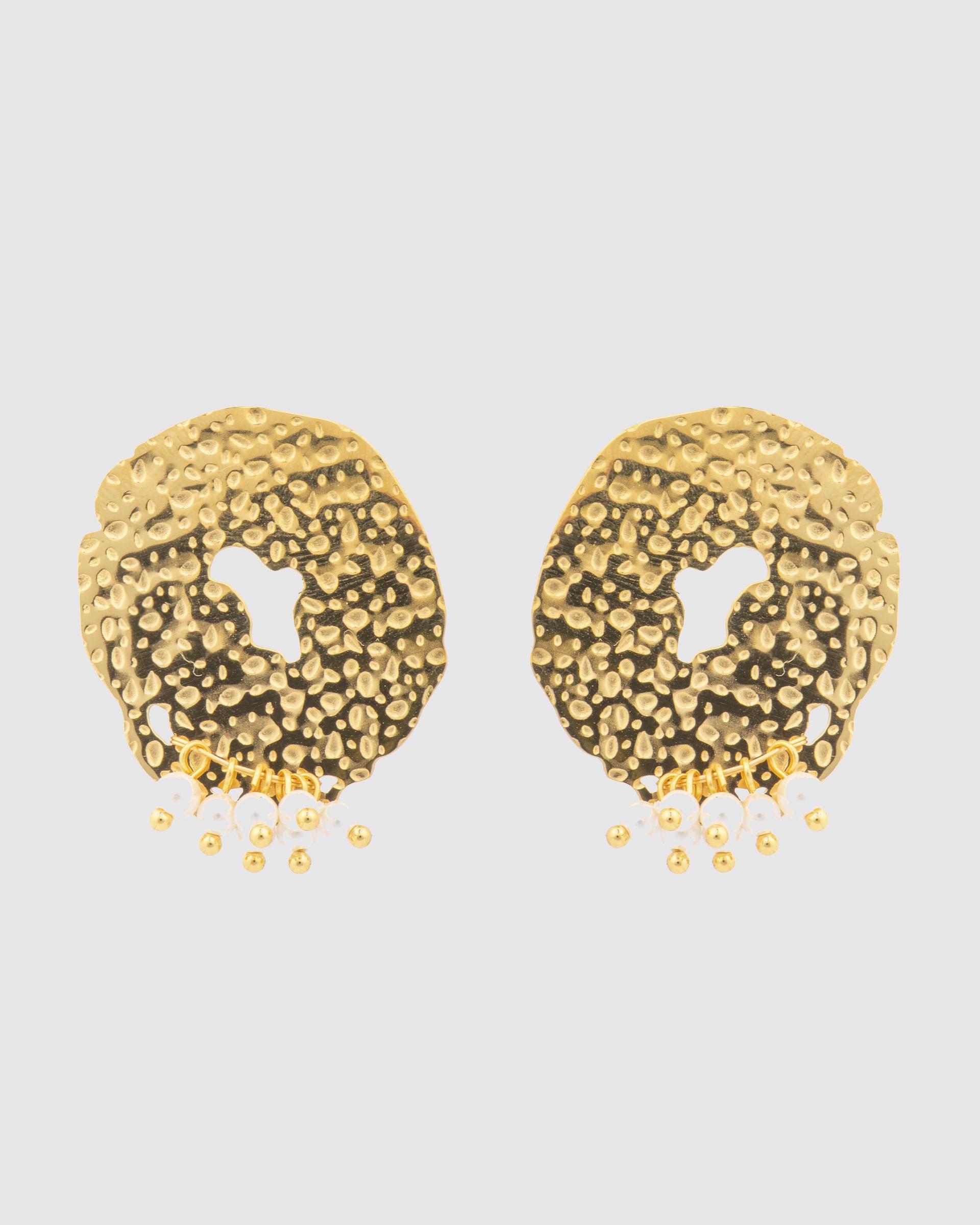 Brincos Boho Acabados em Ouro de 18 Quilates com Pérola Ouro-1