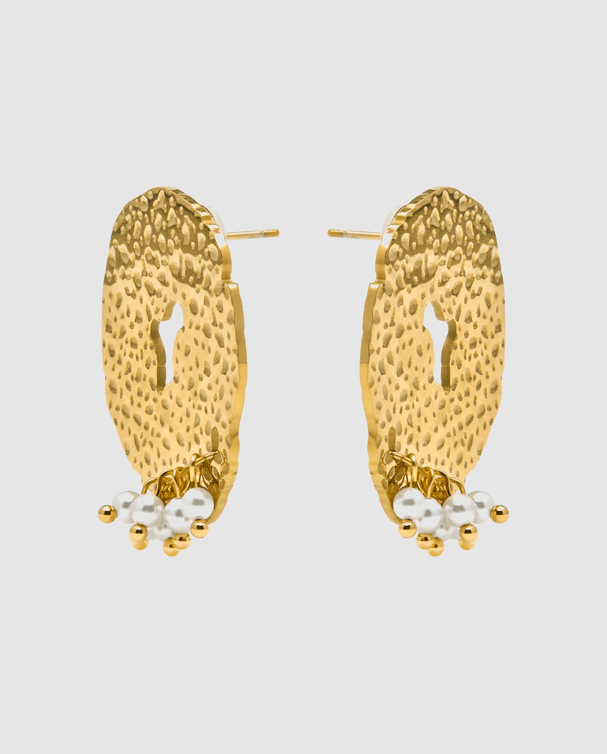 Brincos Boho Acabados em Ouro de 18 Quilates com Pérola Ouro-3
