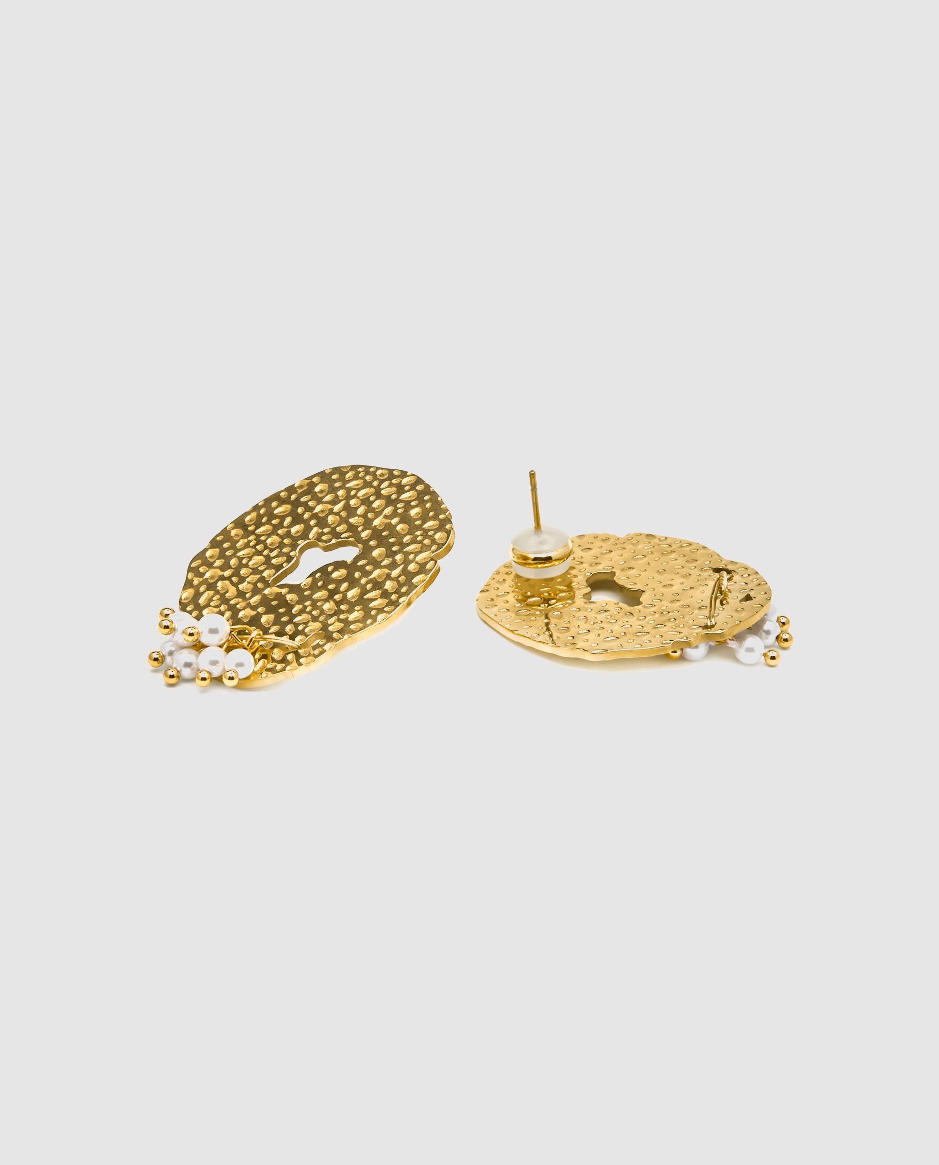Brincos Boho Acabados em Ouro de 18 Quilates com Pérola Ouro-6