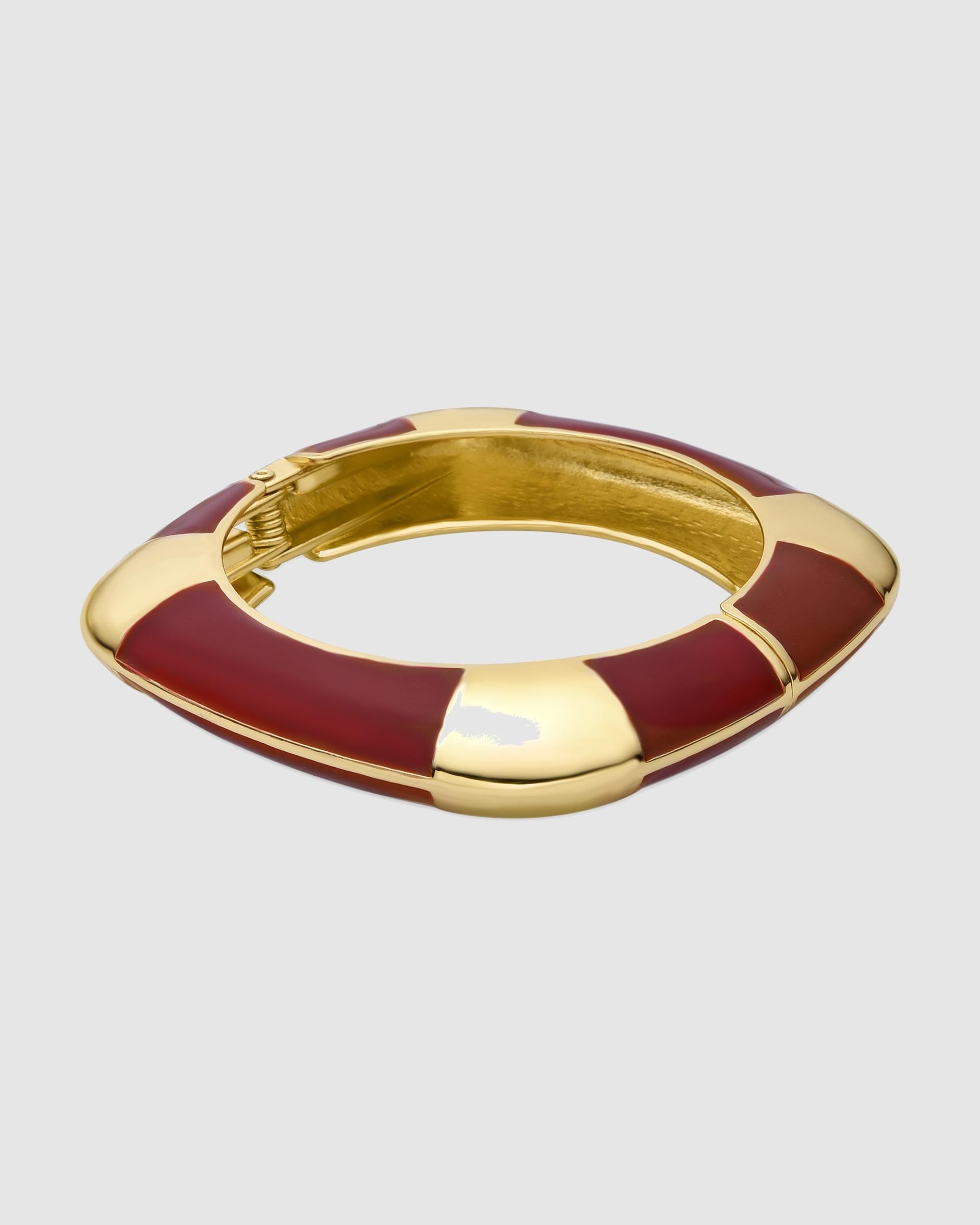 Bracelete África com Acabamento em Ouro de 18 Quilates com Lacado Vermelho Ouro-1