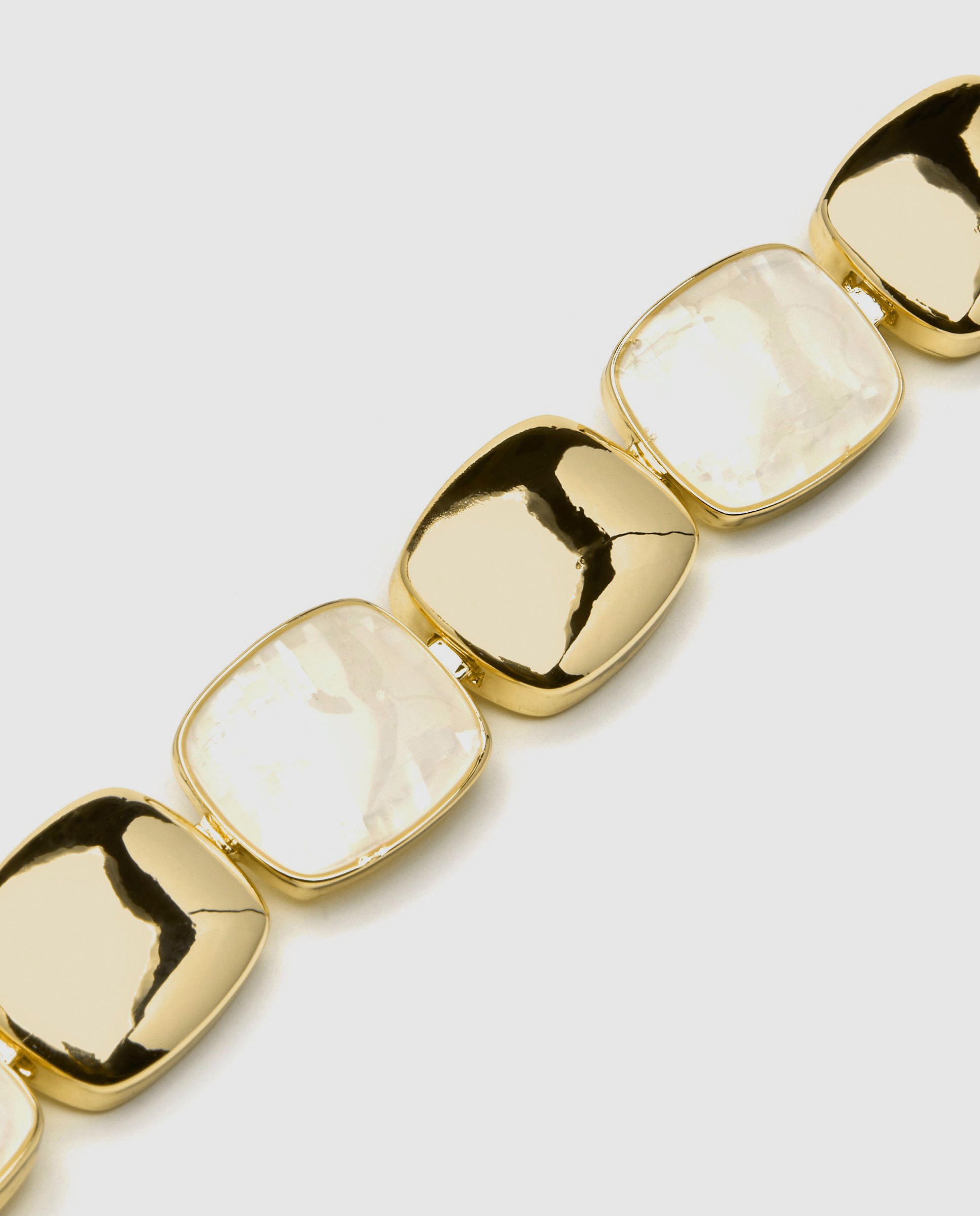 Pulseira de Corrente África Acabada em Ouro de 18 Quilates com Madrepérola Branca Ouro-5