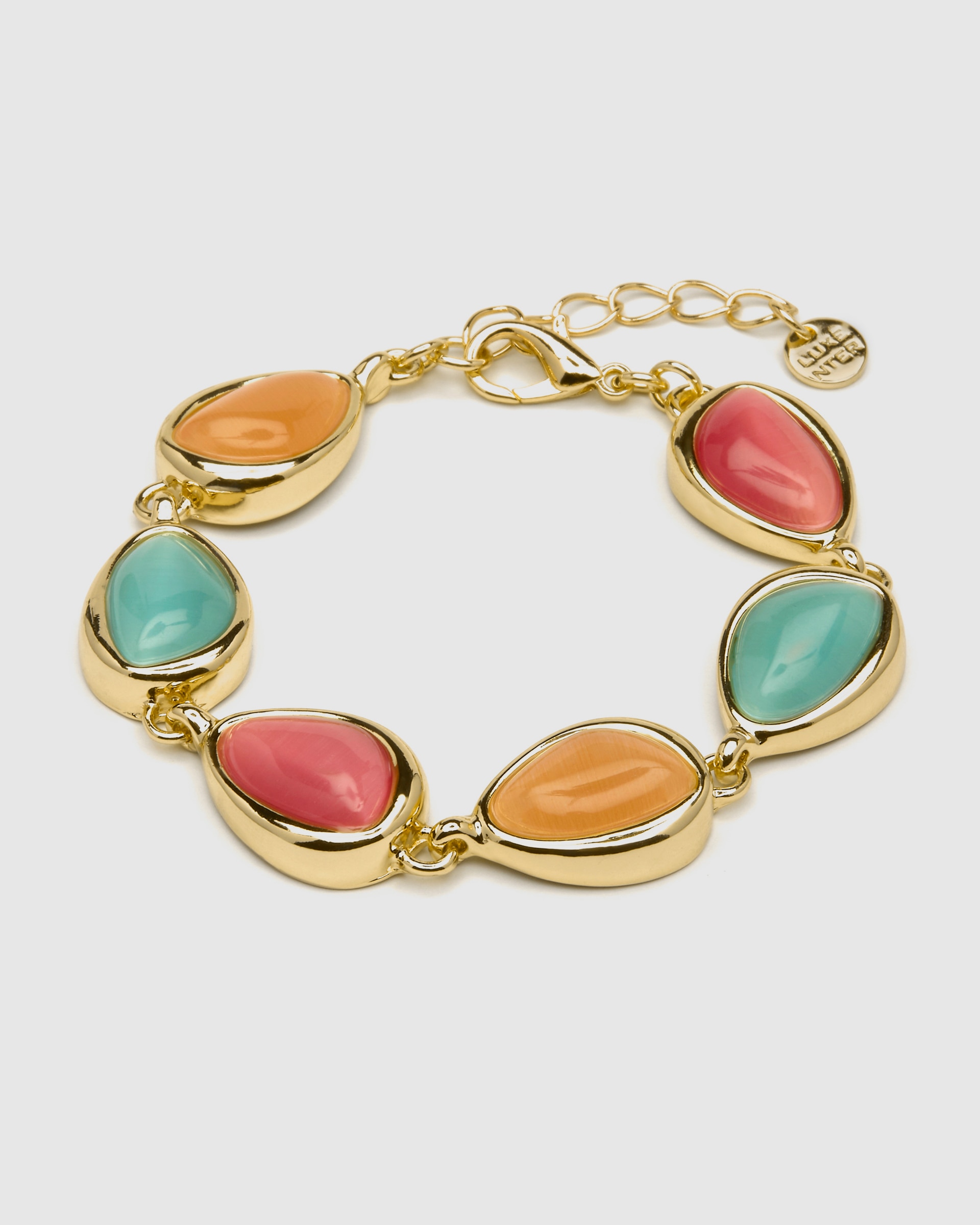 Pulseira de Corrente África com Acabamento em Ouro 18 Quilates com Olho de Gato Multicolor Ouro-3
