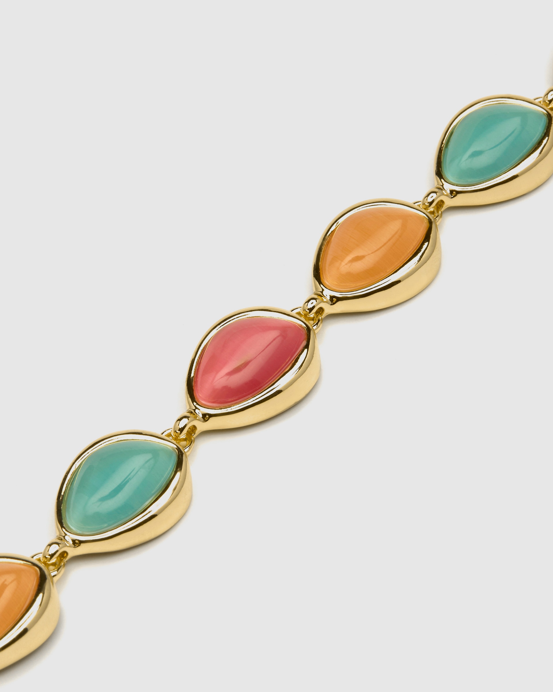 Pulseira de Corrente África com Acabamento em Ouro 18 Quilates com Olho de Gato Multicolor Ouro-5