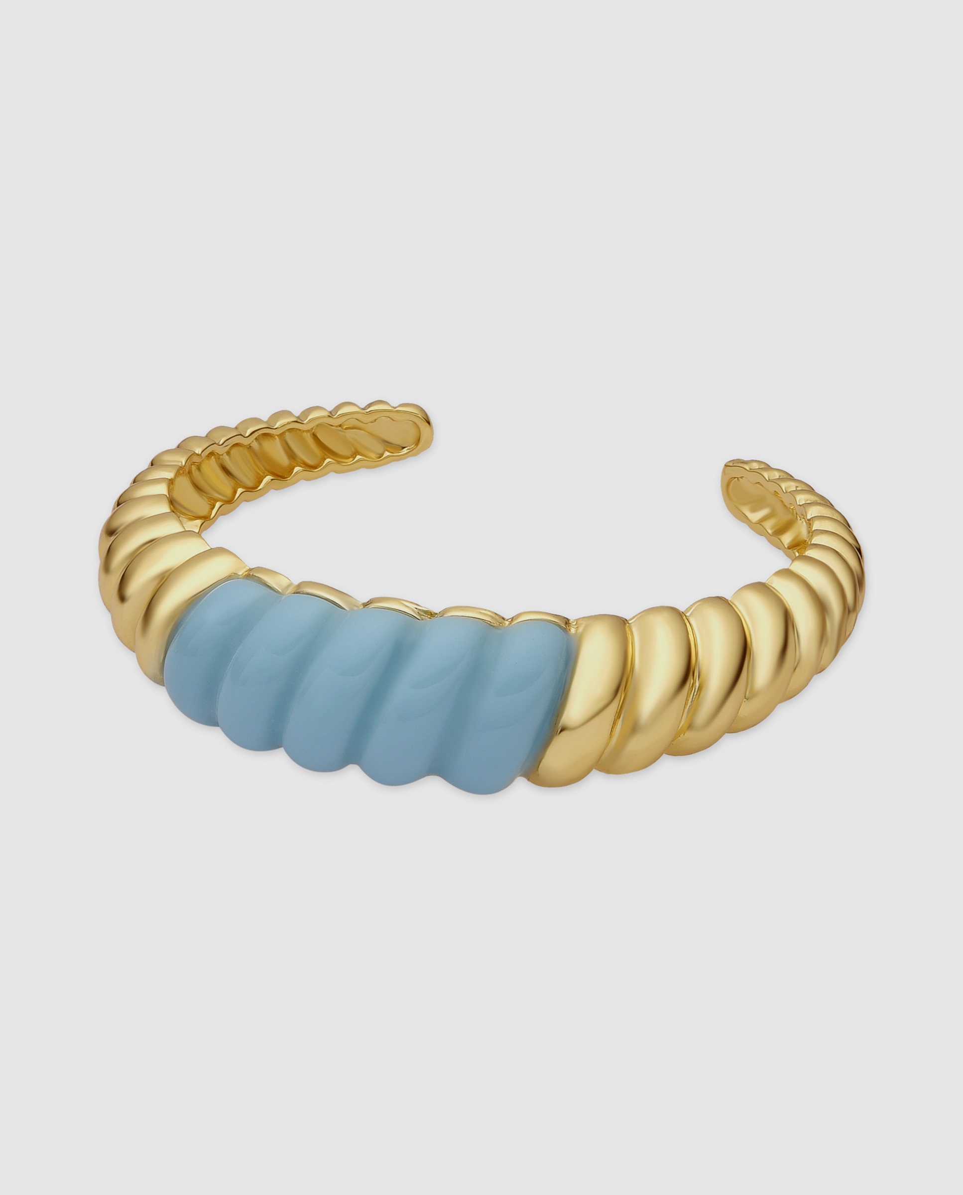 Pulseira de Corrente África Acabada em Ouro de 18 Quilates com Resina Azul Ouro-1