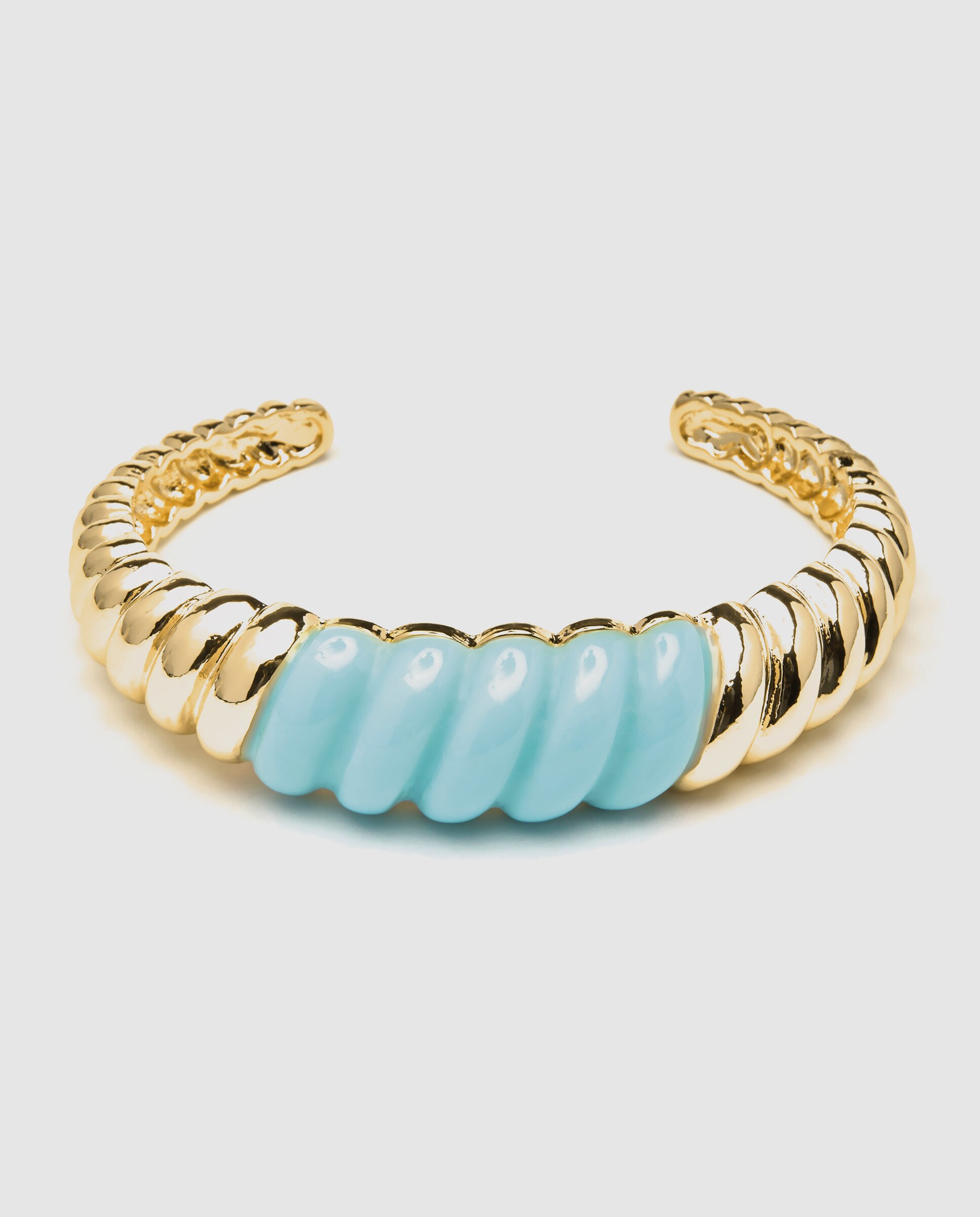 Pulseira de Corrente África Acabada em Ouro de 18 Quilates com Resina Azul Ouro-3