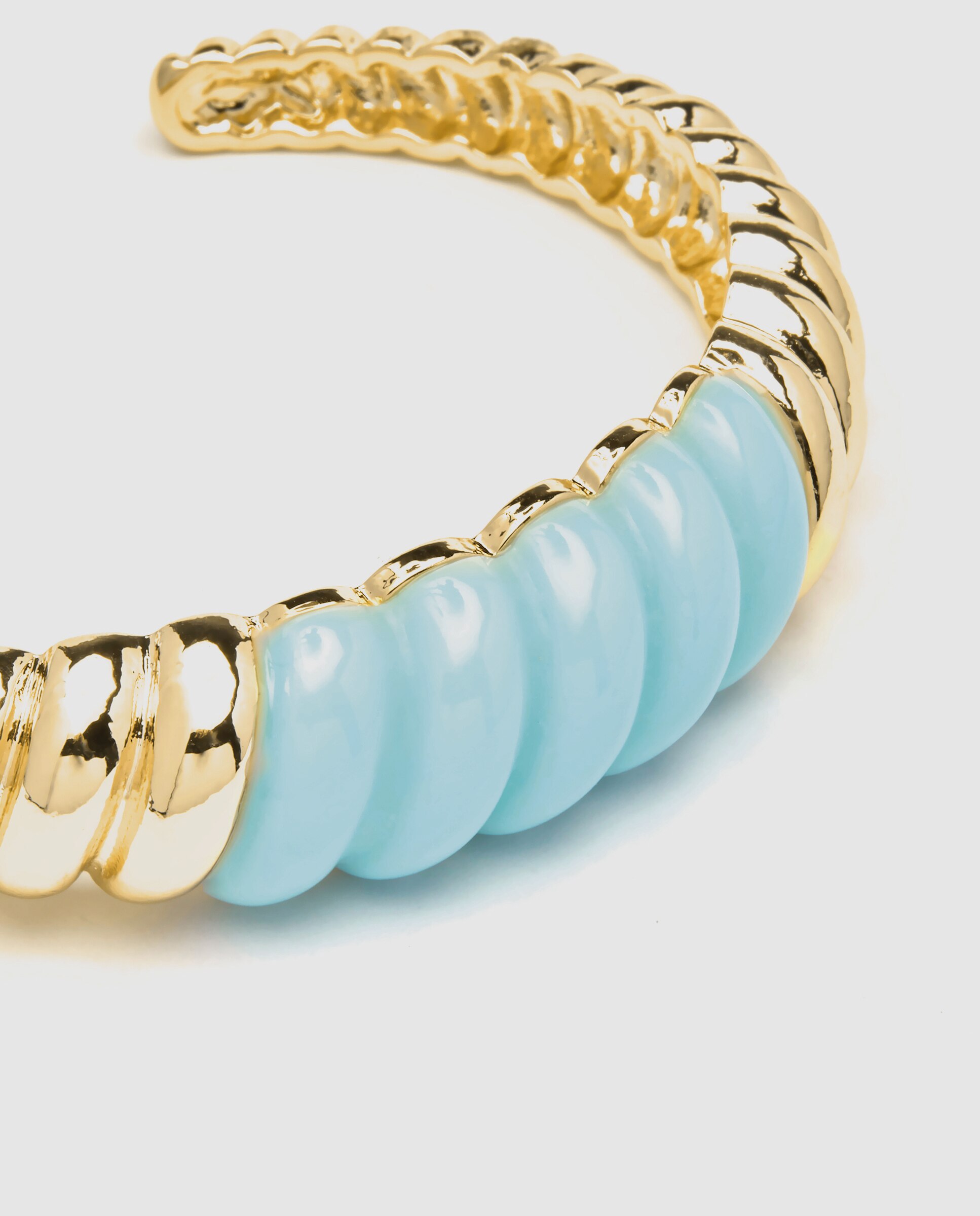 Pulseira de Corrente África Acabada em Ouro de 18 Quilates com Resina Azul Ouro-6