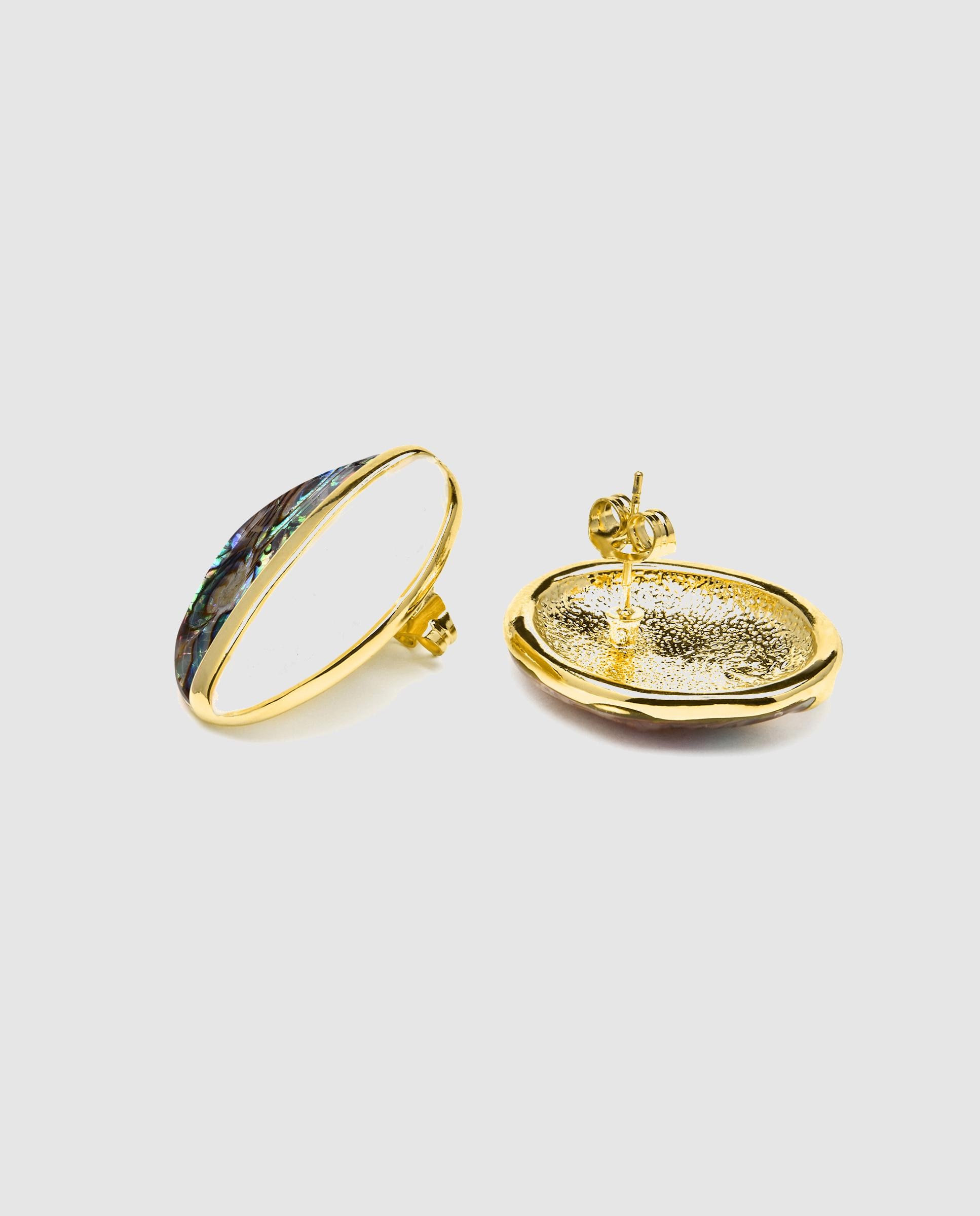 Brincos África Acabados em Ouro de 18 Quilates com Madrepérola Branca e Abalone Branco / Preto-5