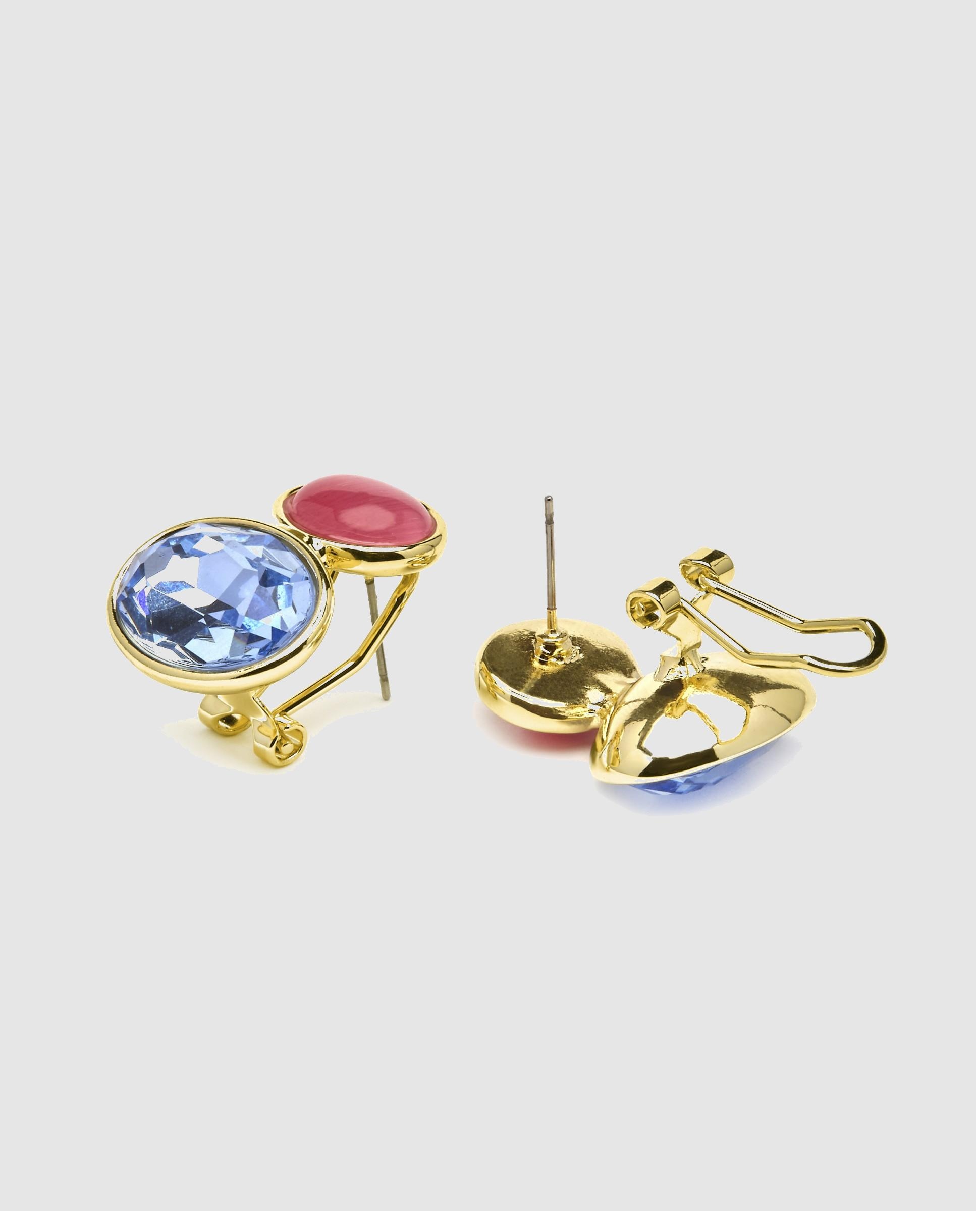 Brincos África com Acabamentos em Ouro de 18 Quilates com Zirconita Topázio Azul Azul-6