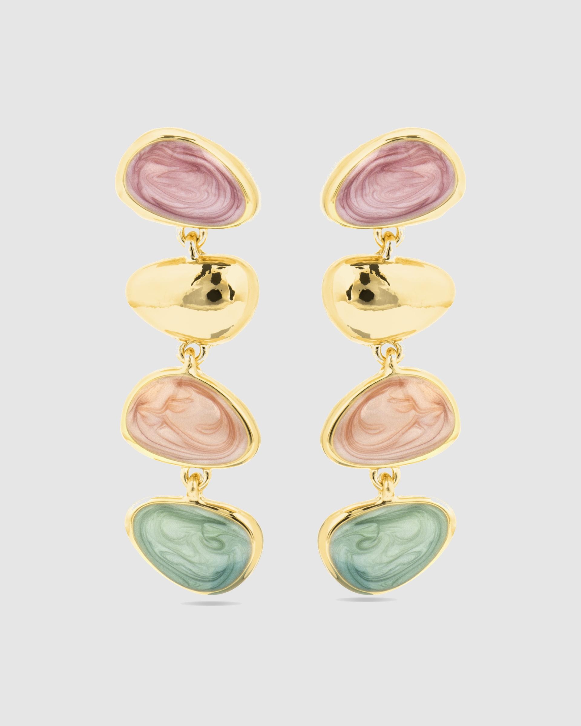 Imagem 0 de Brincos Compridos Africa com Acabamentos em Ouro de 18 Quilates e Lacado Multicolor