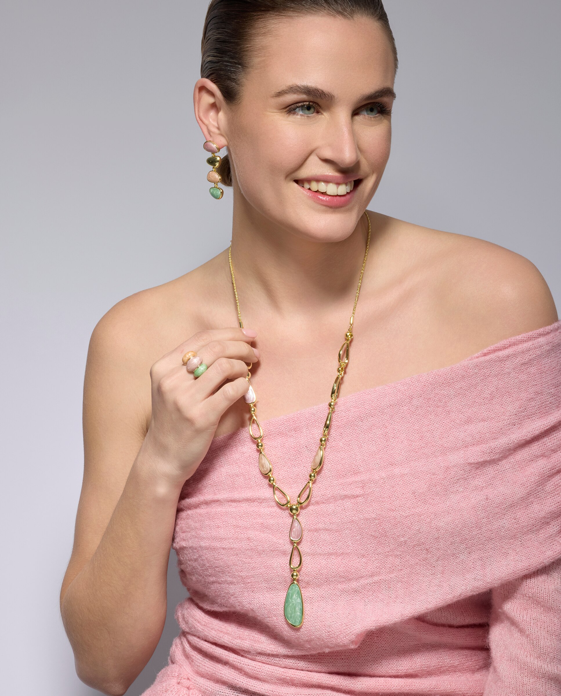 Brincos África Acabados em Ouro de 18 Quilates com Lacado Multicolor Ouro-3
