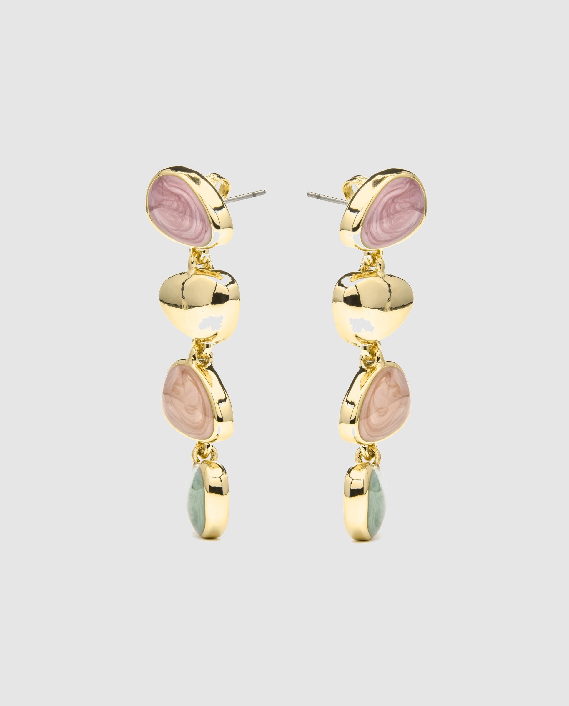Brincos África Acabados em Ouro de 18 Quilates com Lacado Multicolor Ouro-4