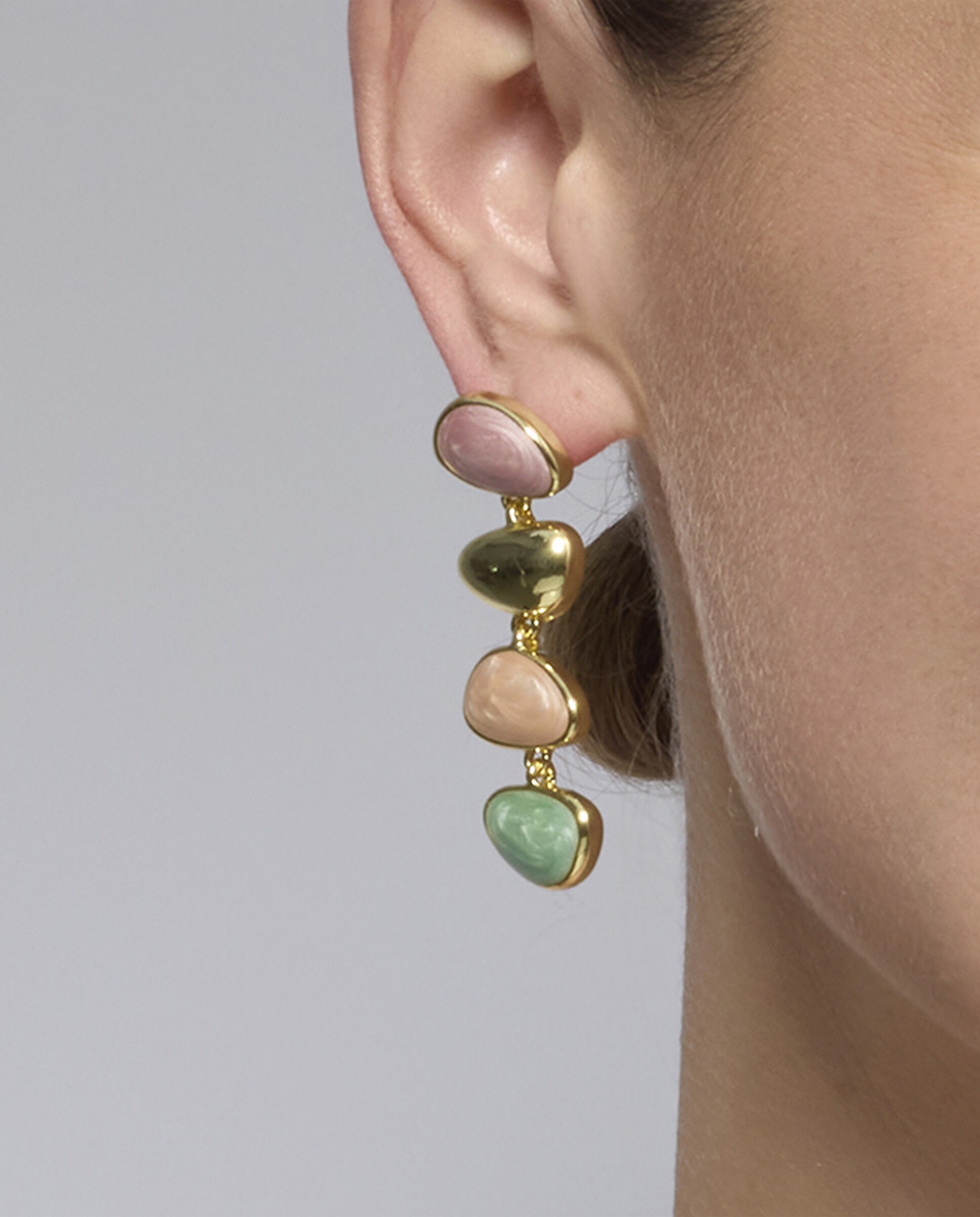 Brincos África Acabados em Ouro de 18 Quilates com Lacado Multicolor Ouro-5