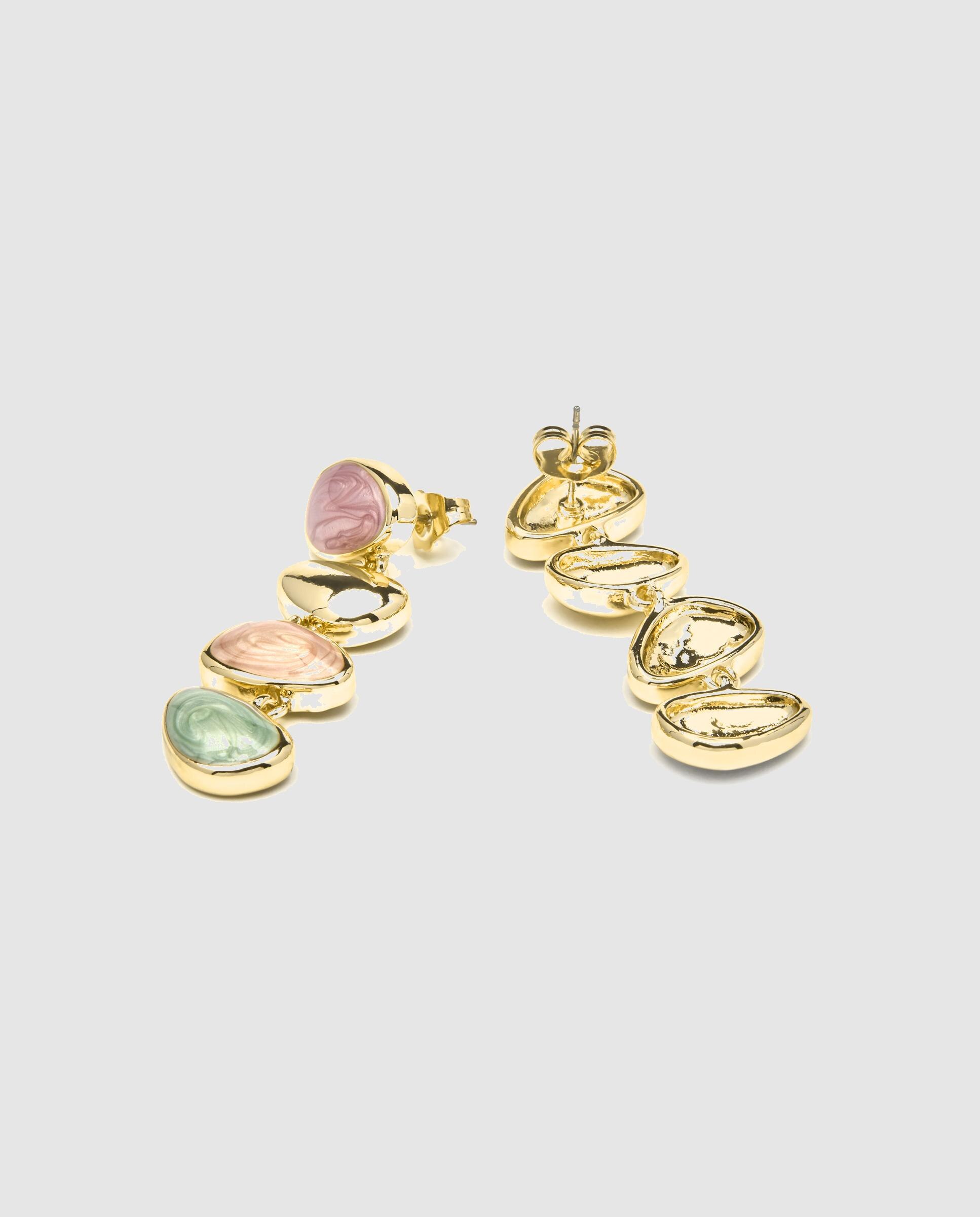 Brincos África Acabados em Ouro de 18 Quilates com Lacado Multicolor Ouro-6