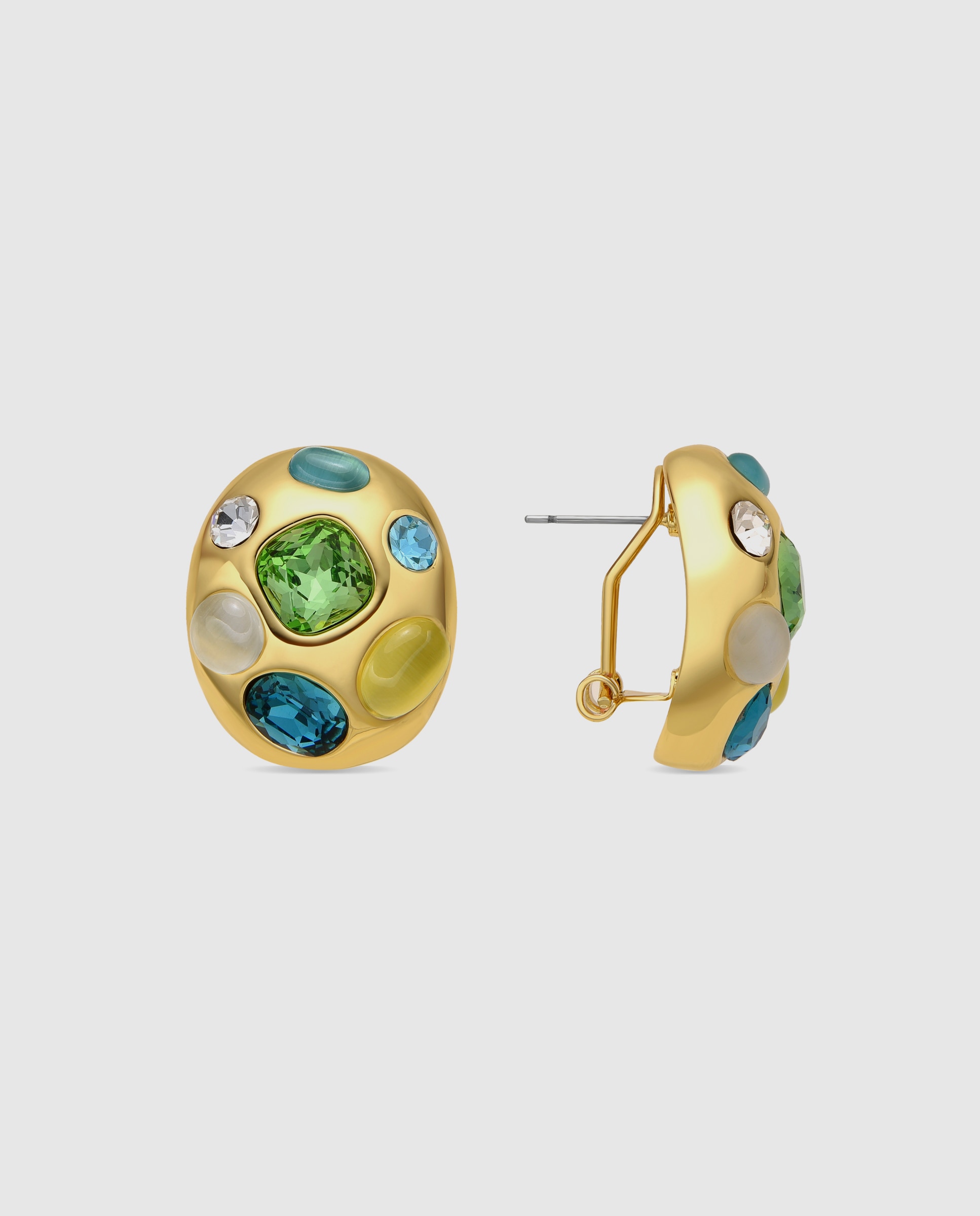 Brincos África Acabados em Ouro de 18 Quilates com Zirconita Multicolor Ouro-1