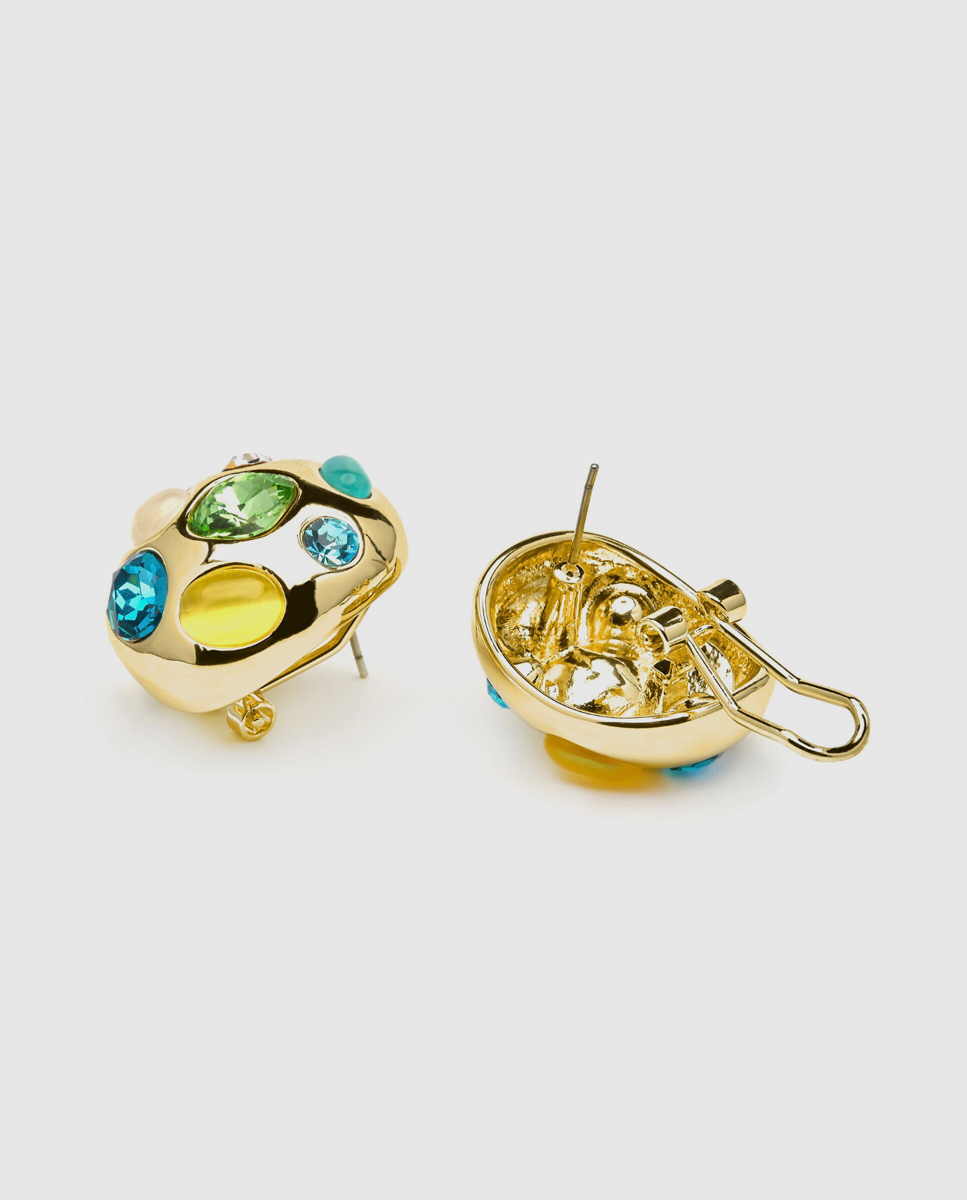 Brincos África Acabados em Ouro de 18 Quilates com Zirconita Multicolor Ouro-5