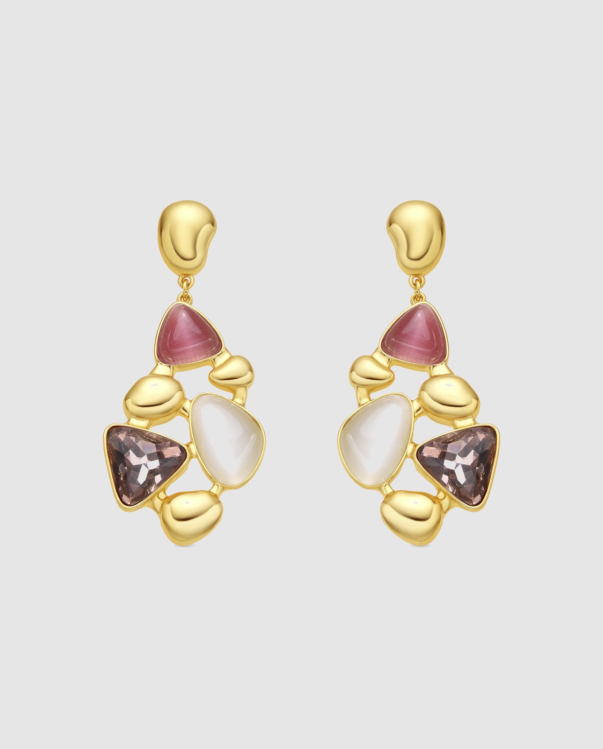 Imagem 0 de Brincos África Acabados em Ouro de 18 Quilates com Zirconita Multicolor