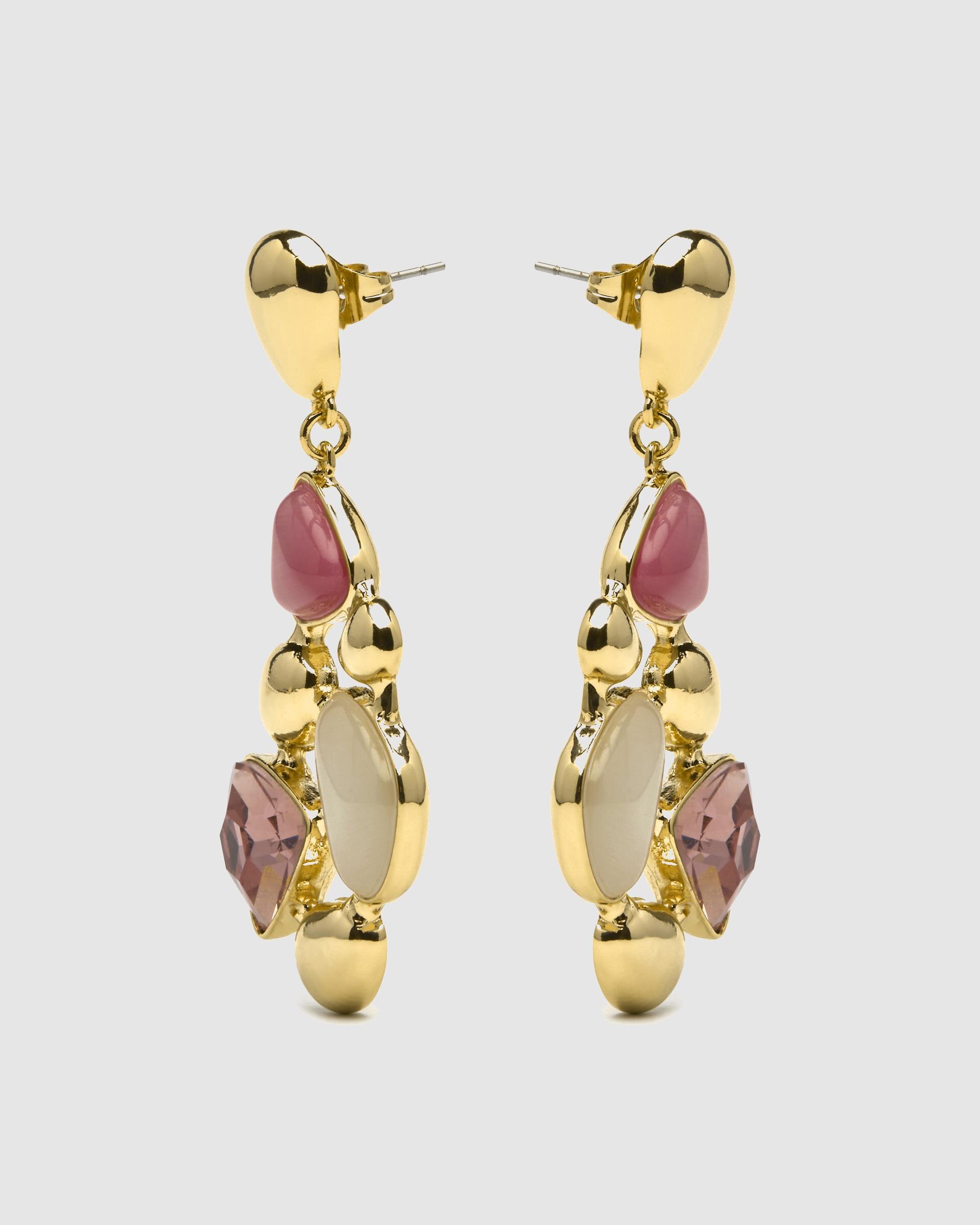 Brincos África Acabados em Ouro de 18 Quilates com Zirconita Multicolor Ouro-4