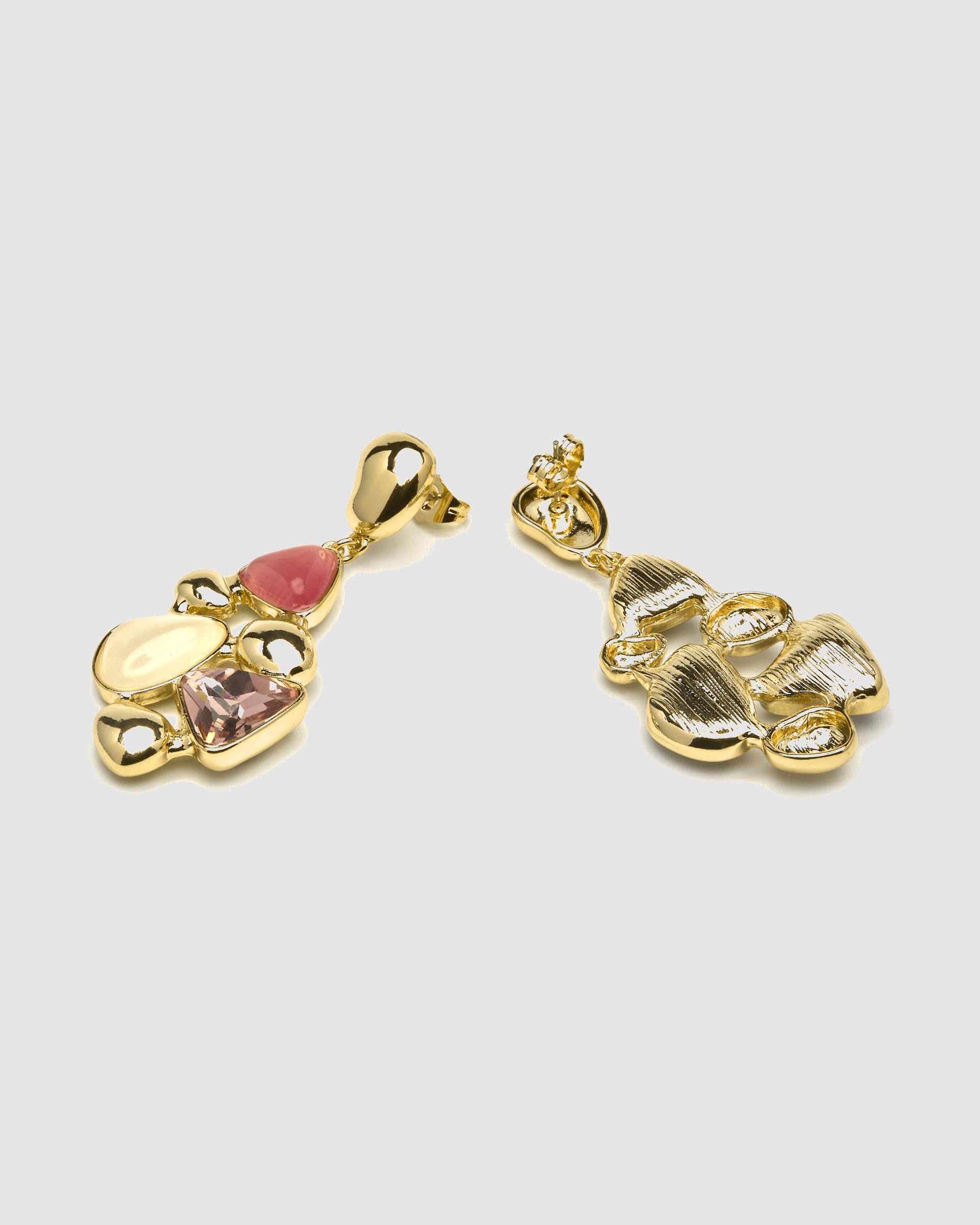 Brincos África Acabados em Ouro de 18 Quilates com Zirconita Multicolor Ouro-6