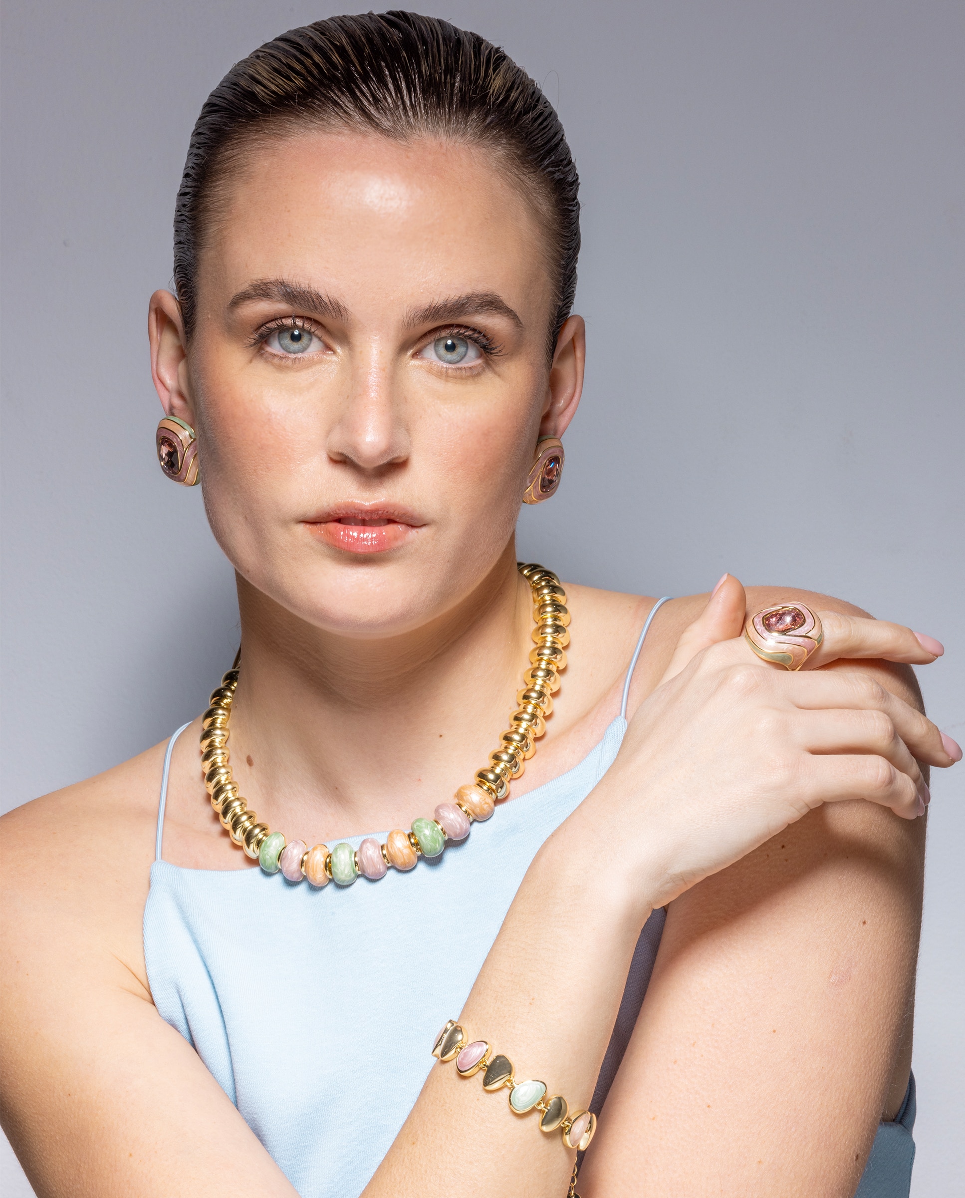 Colar África Acabado em Ouro de 18 Quilates com Lacado Multicolor Ouro-2