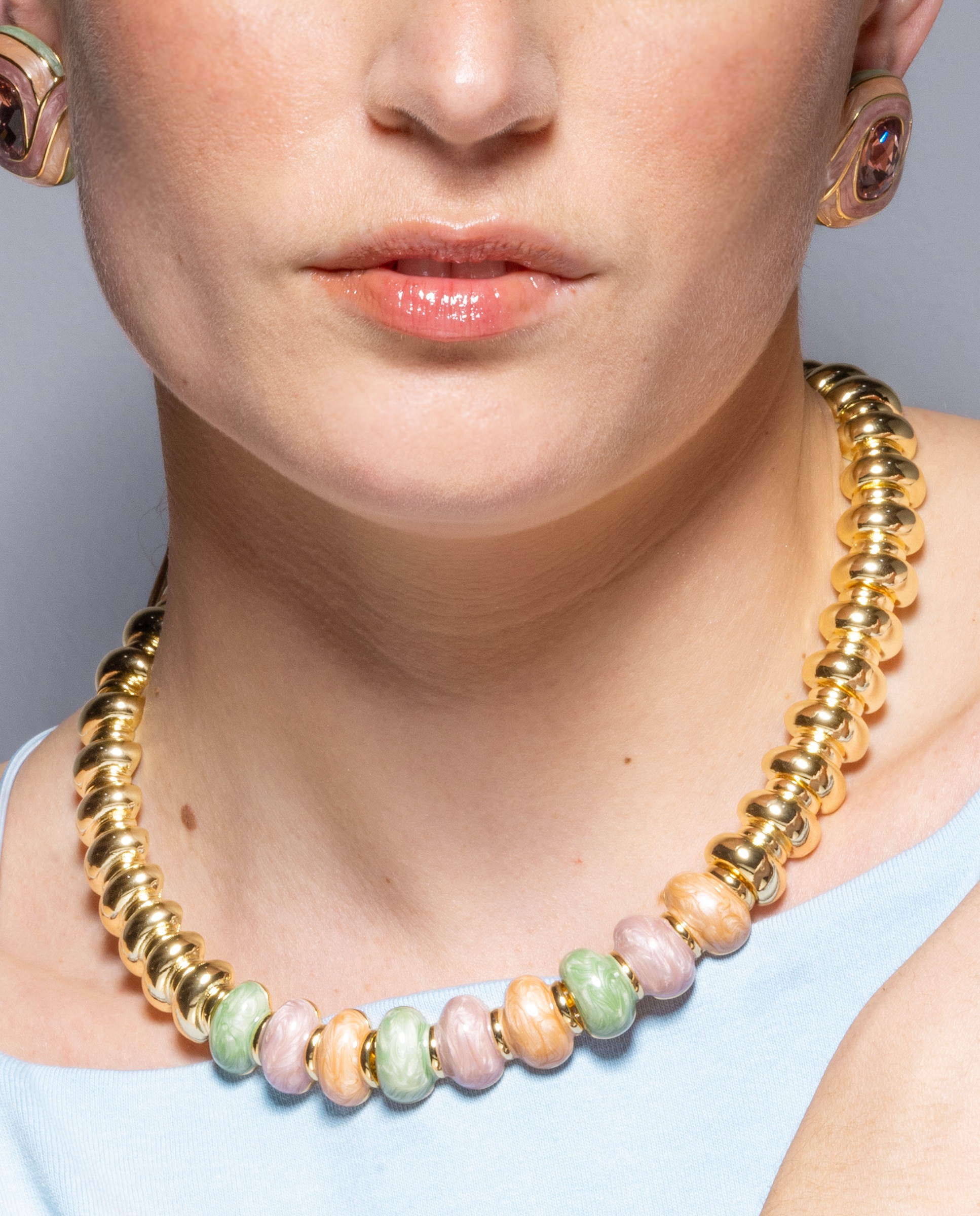 Colar África Acabado em Ouro de 18 Quilates com Lacado Multicolor Ouro-4