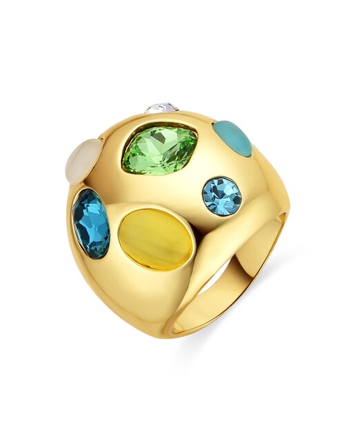 Imagem 0 de Anel Africa com Acabamento em Ouro de 18k e Zirconita Multicolor