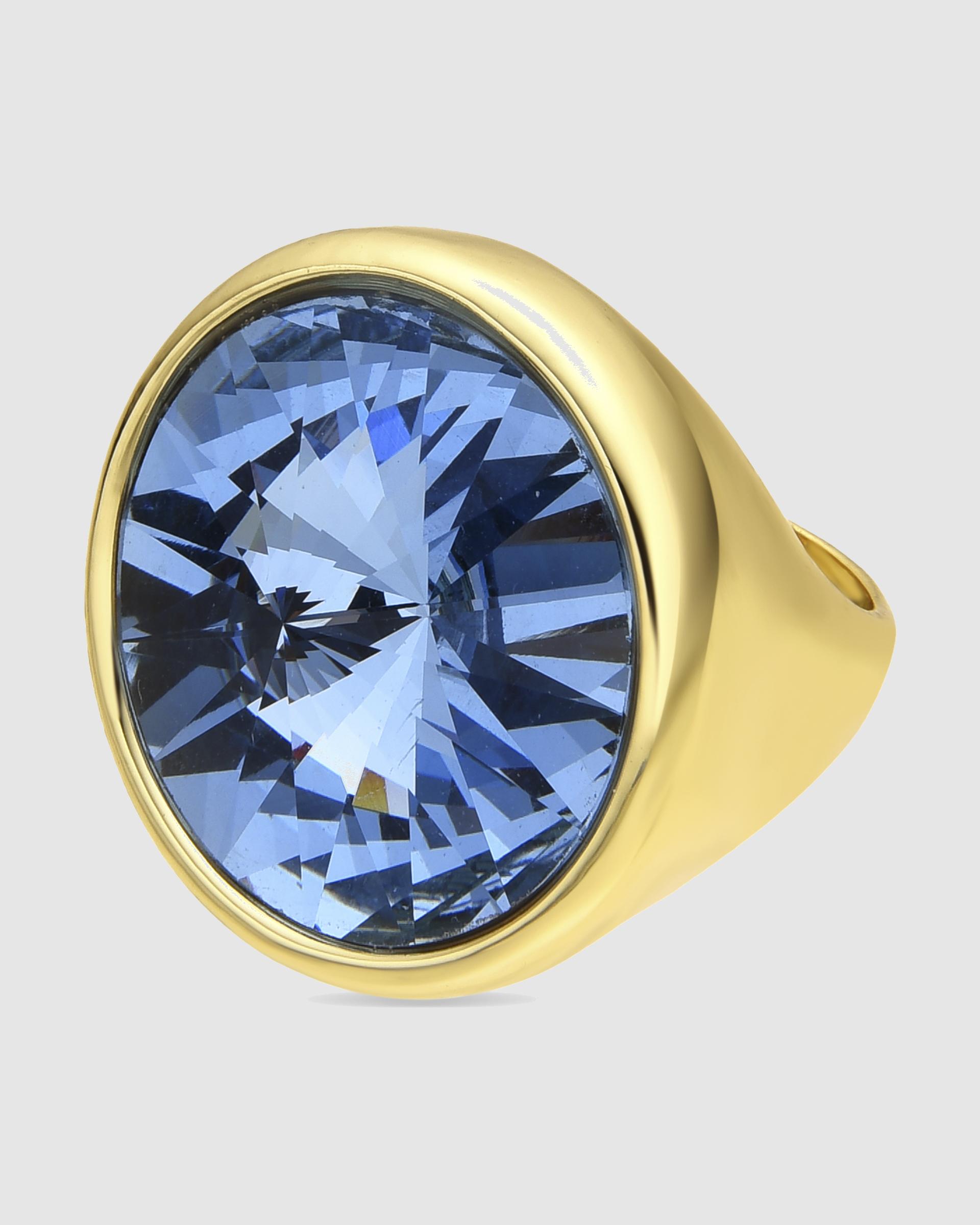 Anel África Acabado em Ouro de 18 Quilates com Zirconita Topázio Azul Azul-1