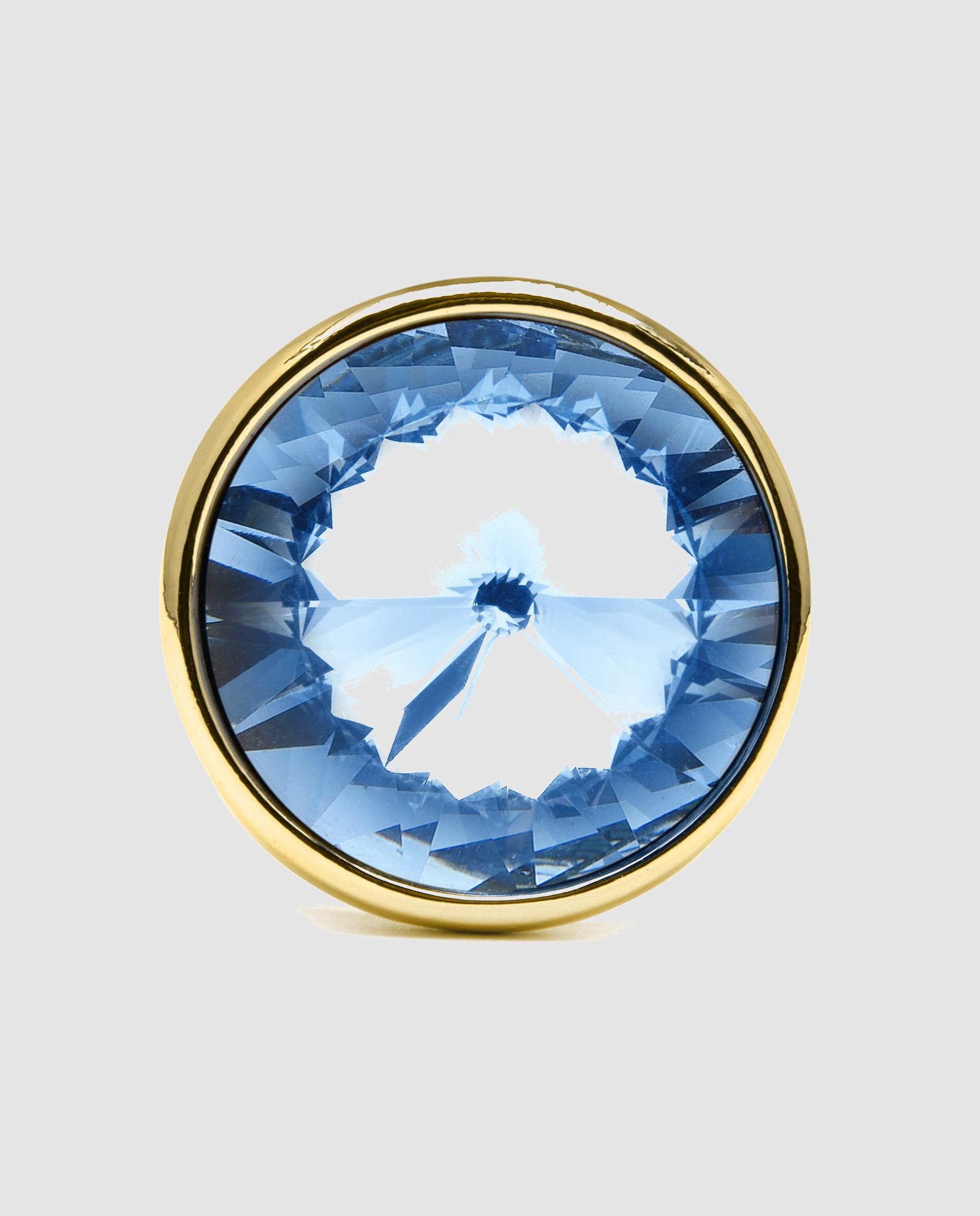 Anel África Acabado em Ouro de 18 Quilates com Zirconita Topázio Azul Azul-5