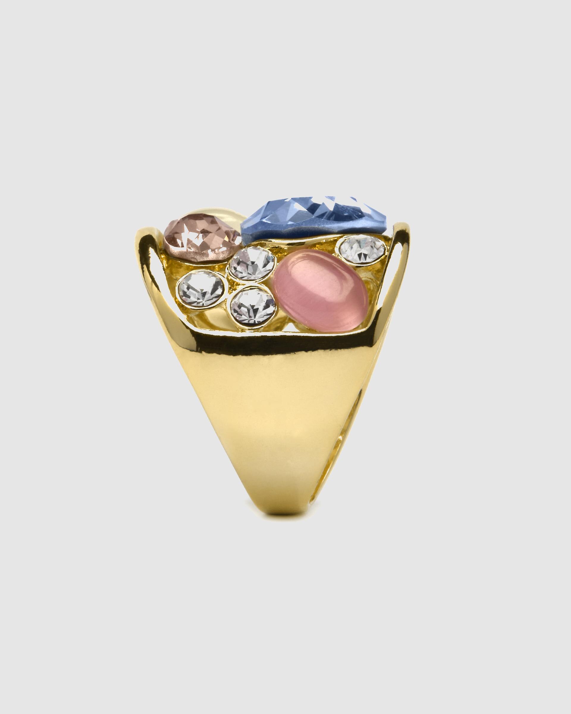 Anel África Acabado em Ouro de 18 Quilates com Zirconita Multicolor Azul-3