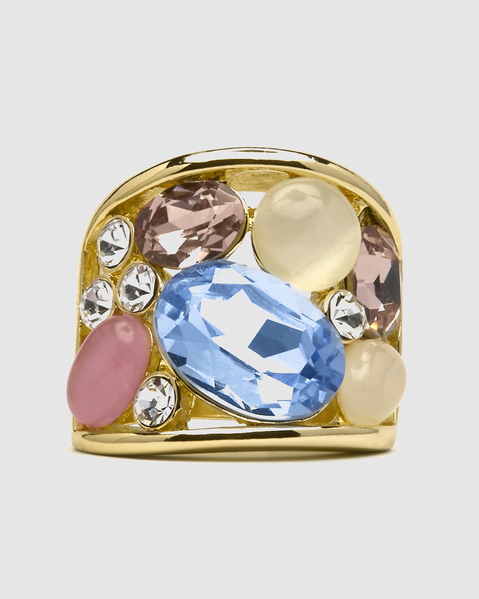 Anel África Acabado em Ouro de 18 Quilates com Zirconita Multicolor Azul-6