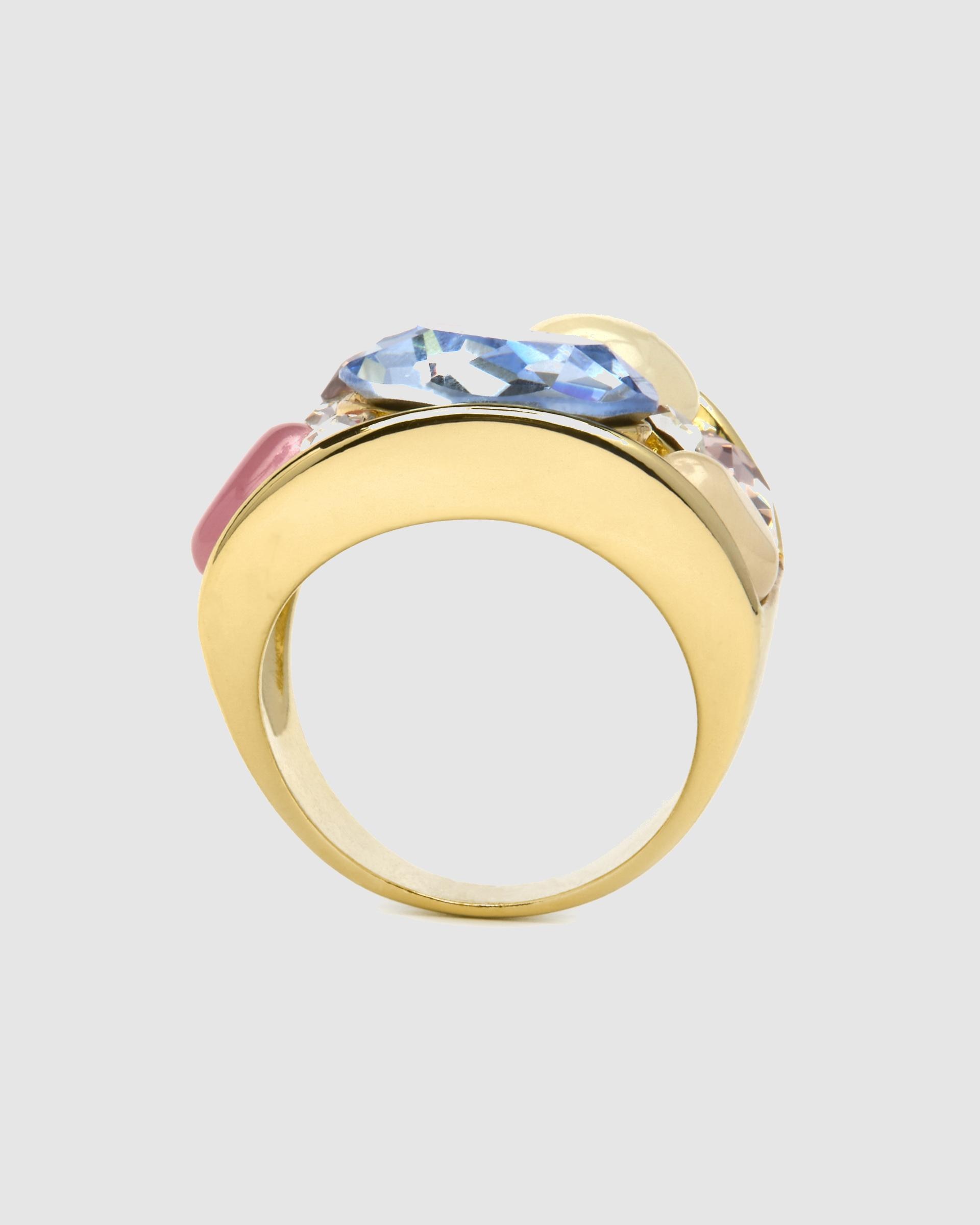 Anel África Acabado em Ouro de 18 Quilates com Zirconita Multicolor Azul-7