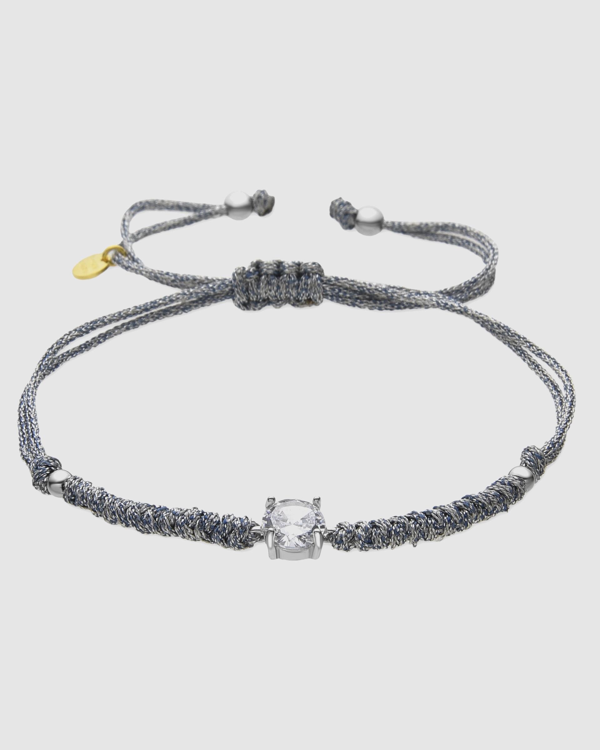 Pulseira de Cordão e Fio Momentos para Brilhar de Prata de Lei 925 com Acabamento em Ródio e Zirconita Brilhante Prata-1