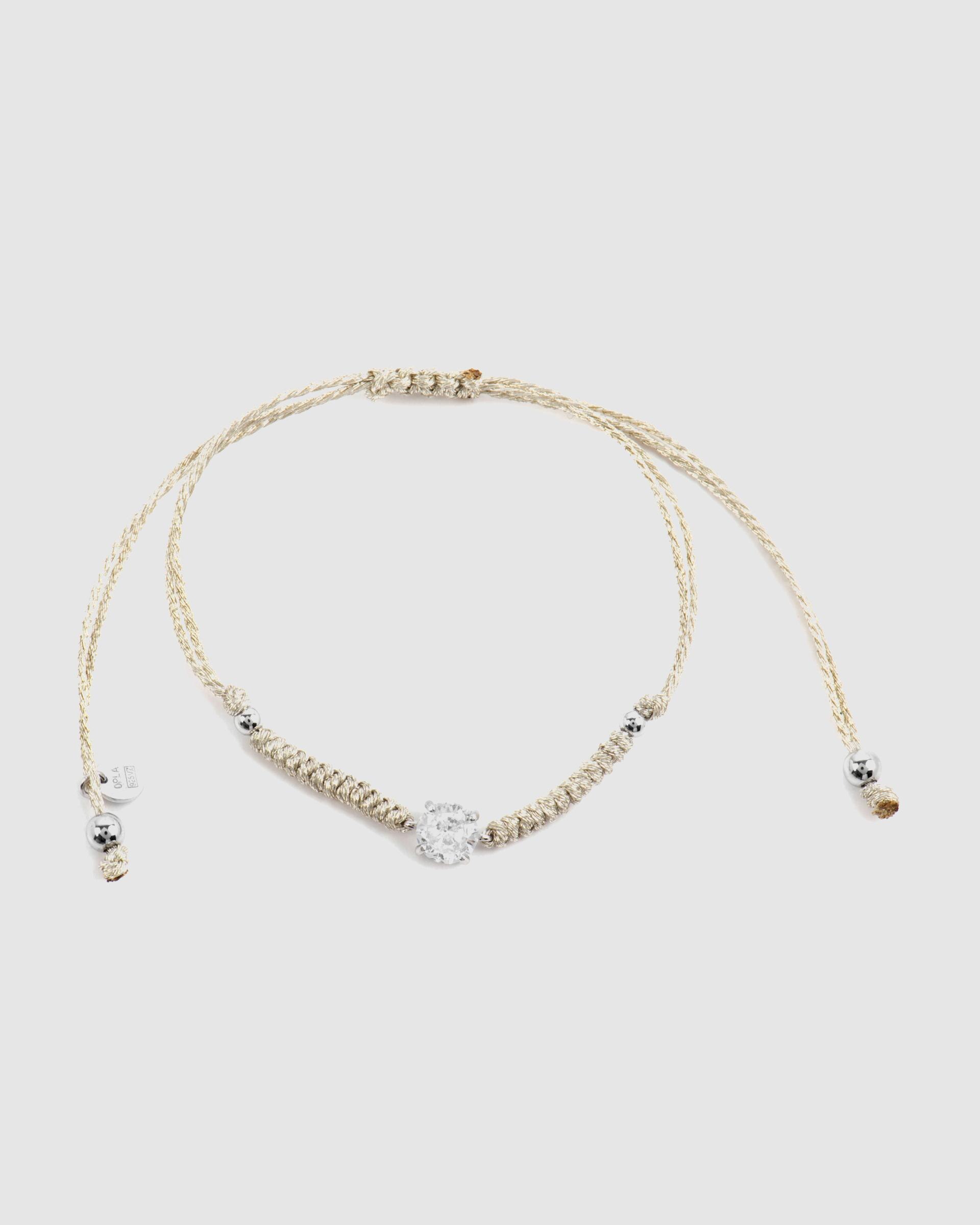 Pulseira de Cordão e Fio Momentos para Brilhar de Prata de Lei 925 com Acabamento em Ródio e Zirconita Brilhante Prata-3