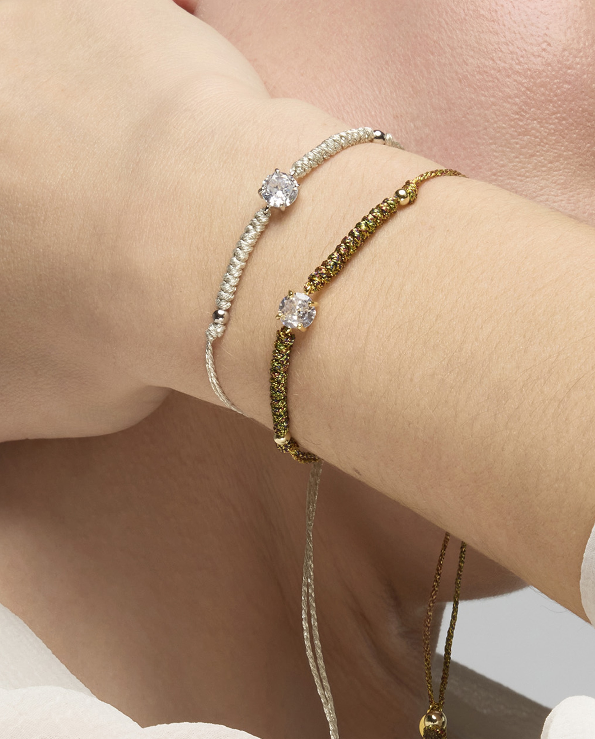 Pulseira de Cordão e Fio Momentos para Brilhar de Prata de Lei 925 com Acabamento em Ródio e Zirconita Brilhante Prata-4