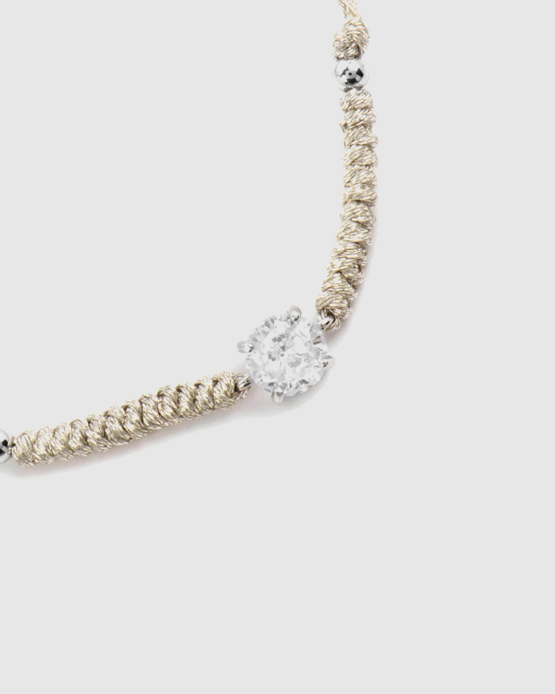Pulseira de Cordão e Fio Momentos para Brilhar de Prata de Lei 925 com Acabamento em Ródio e Zirconita Brilhante Prata-5