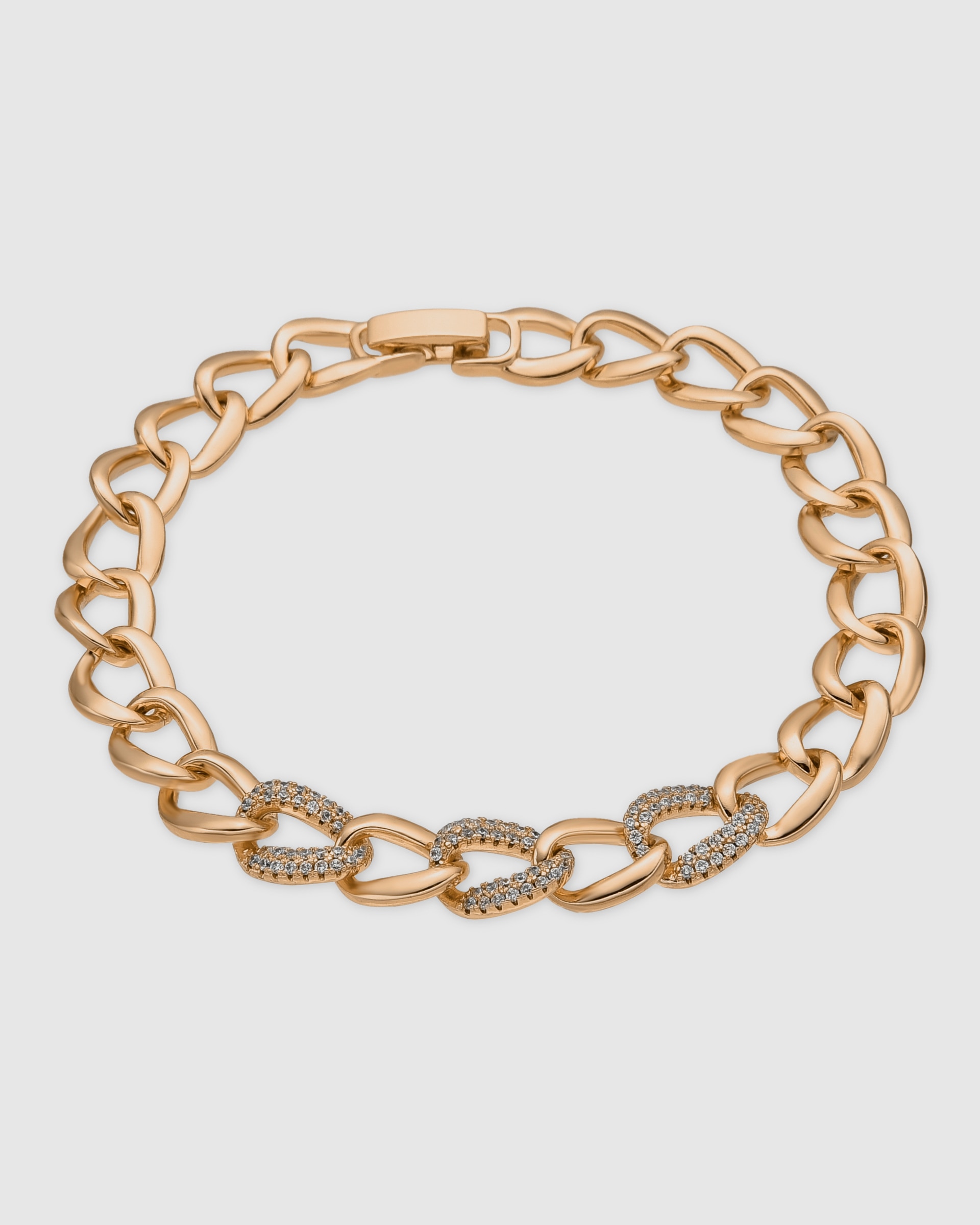 Pulseira de Corrente África Acabada em Ouro de 18 Quilates com Zircônias Brilhantes Ouro-1