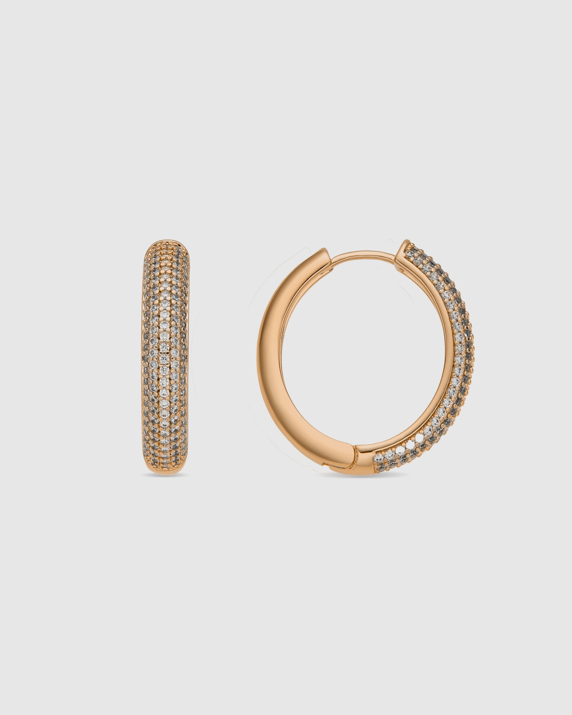 Brincos de Argola África Acabados em Ouro de 18 Quilates com Zirconita Brilhante Ouro-1