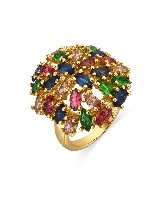 Imagem 0 de Anel Africa com Acabamento em Ouro de 18k e Zirconita Multicolor